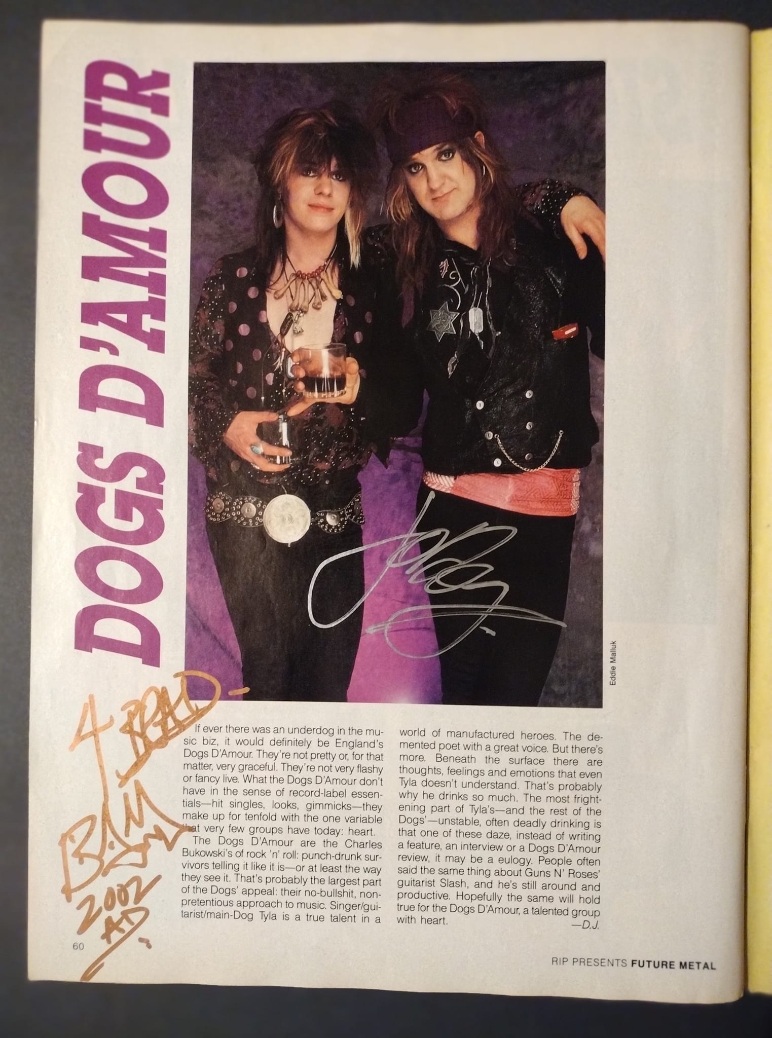 Dogs D'Amour autographed magazine photo and memorabilia