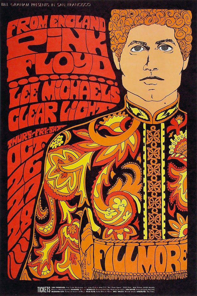A rare monochrome version of the concert poster for the Floyd's