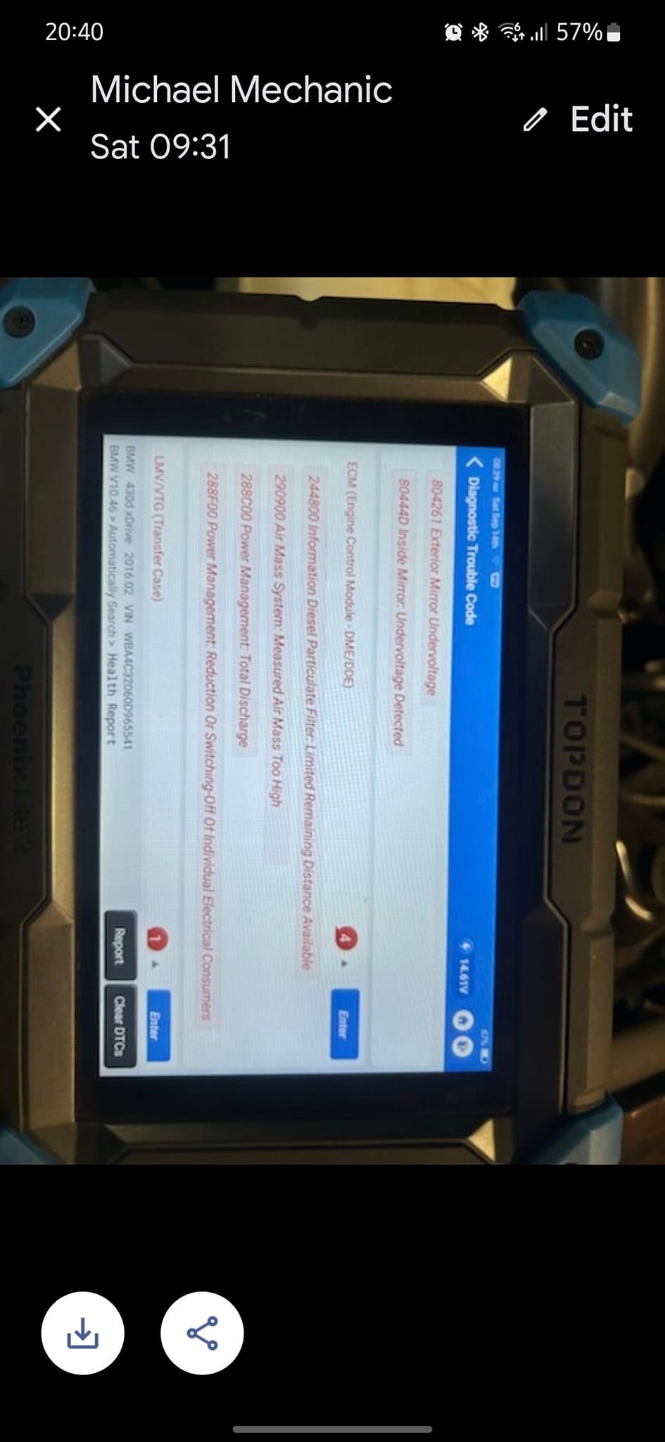 Just had the drivetrain fully come up and scanned it. For the
