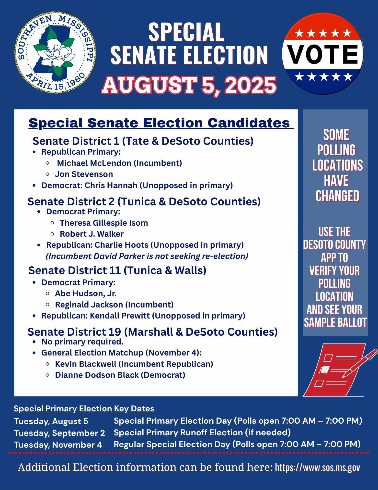 Special State Senate Election is today, 08/05/2025 | Facebook