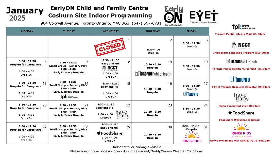 Our NEW January... - EYET EarlyON Child and Family Centres