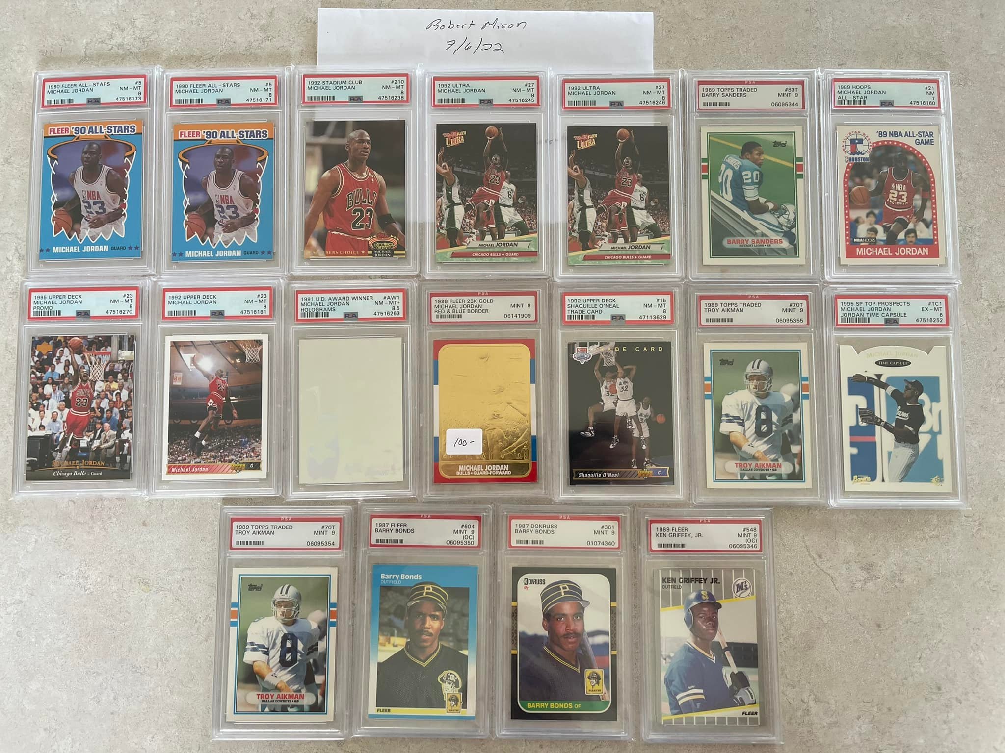 Multiple PSA 10 Michael Jordan's, PSA Larry Bird rookie and autos