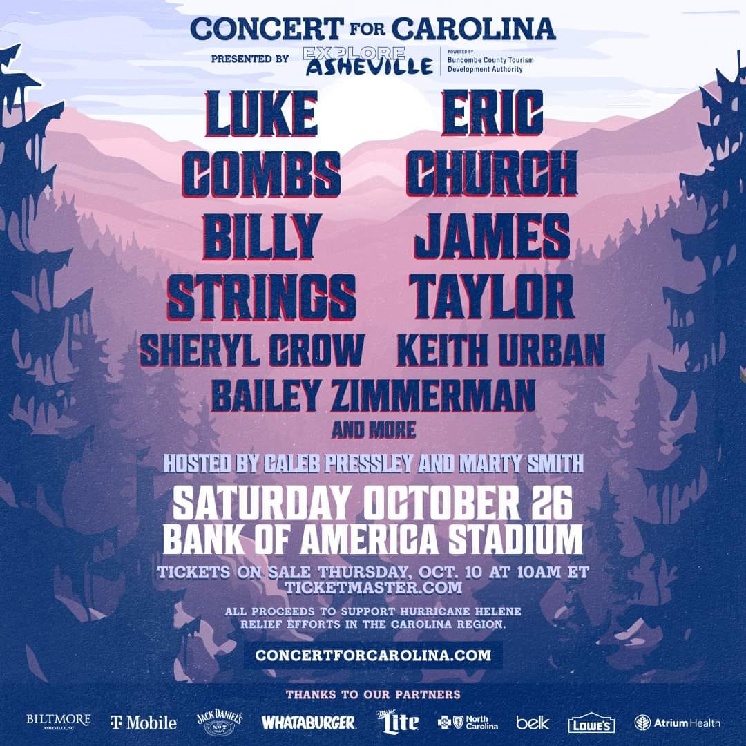NOV 20TH BENEFIT CONCERT IN CHARLOTTE goes on sale tomorrow, Oct
