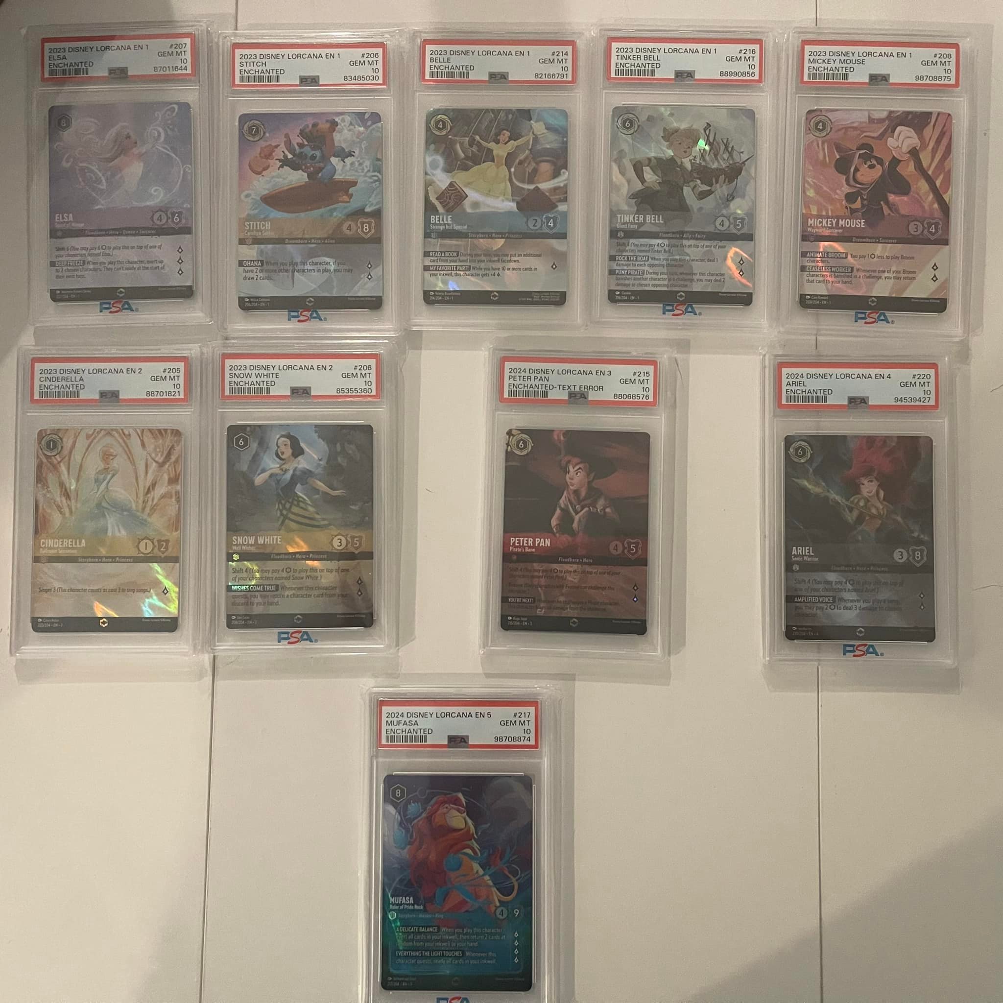 Disney Lorcana TCG collection with PSA 10 enchanteds