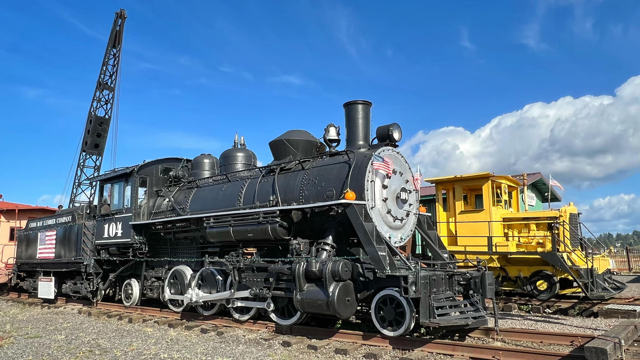Coos Bay Lumber Company locomotive #104 on display