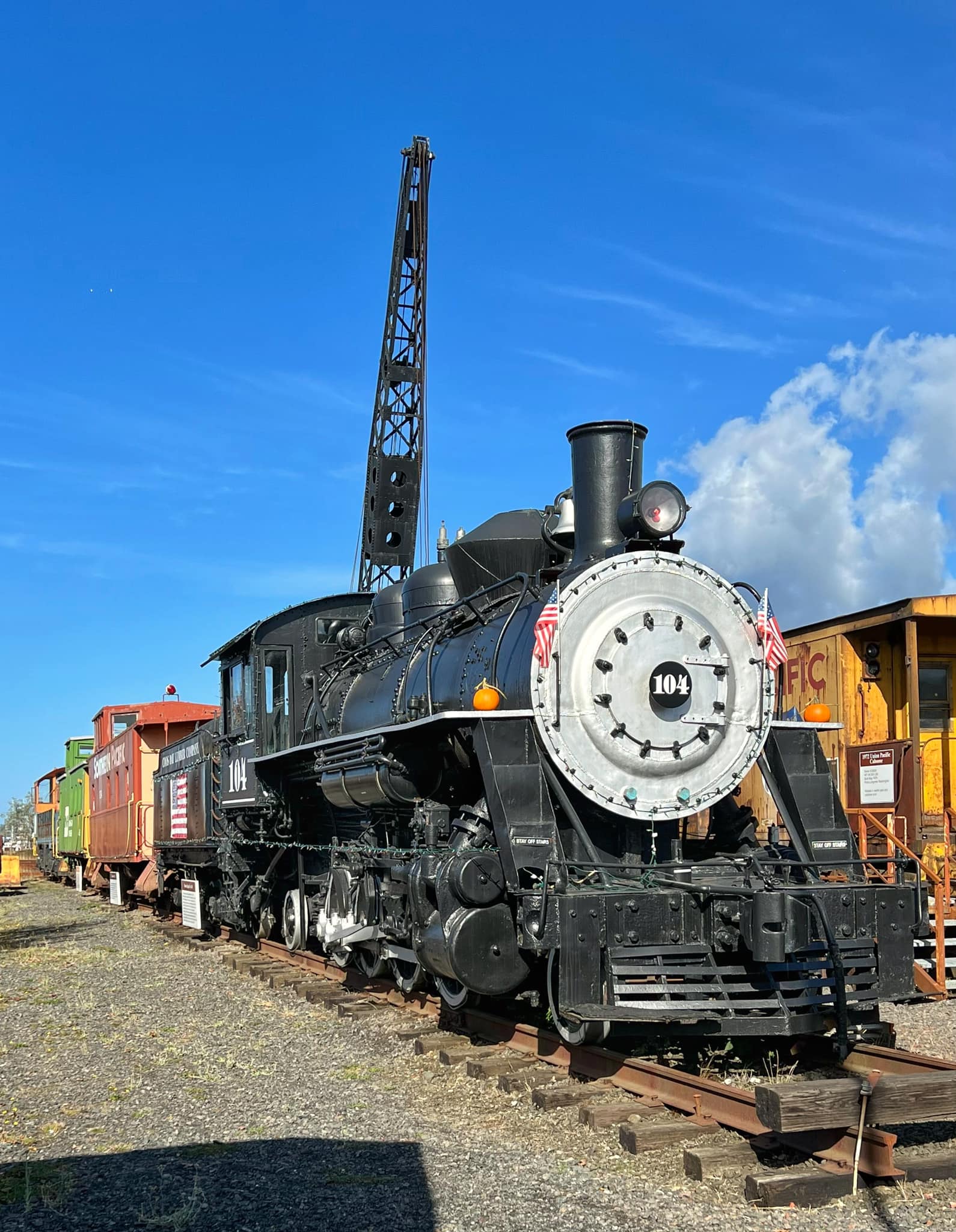 Coos Bay Lumber Company locomotive #104 on display