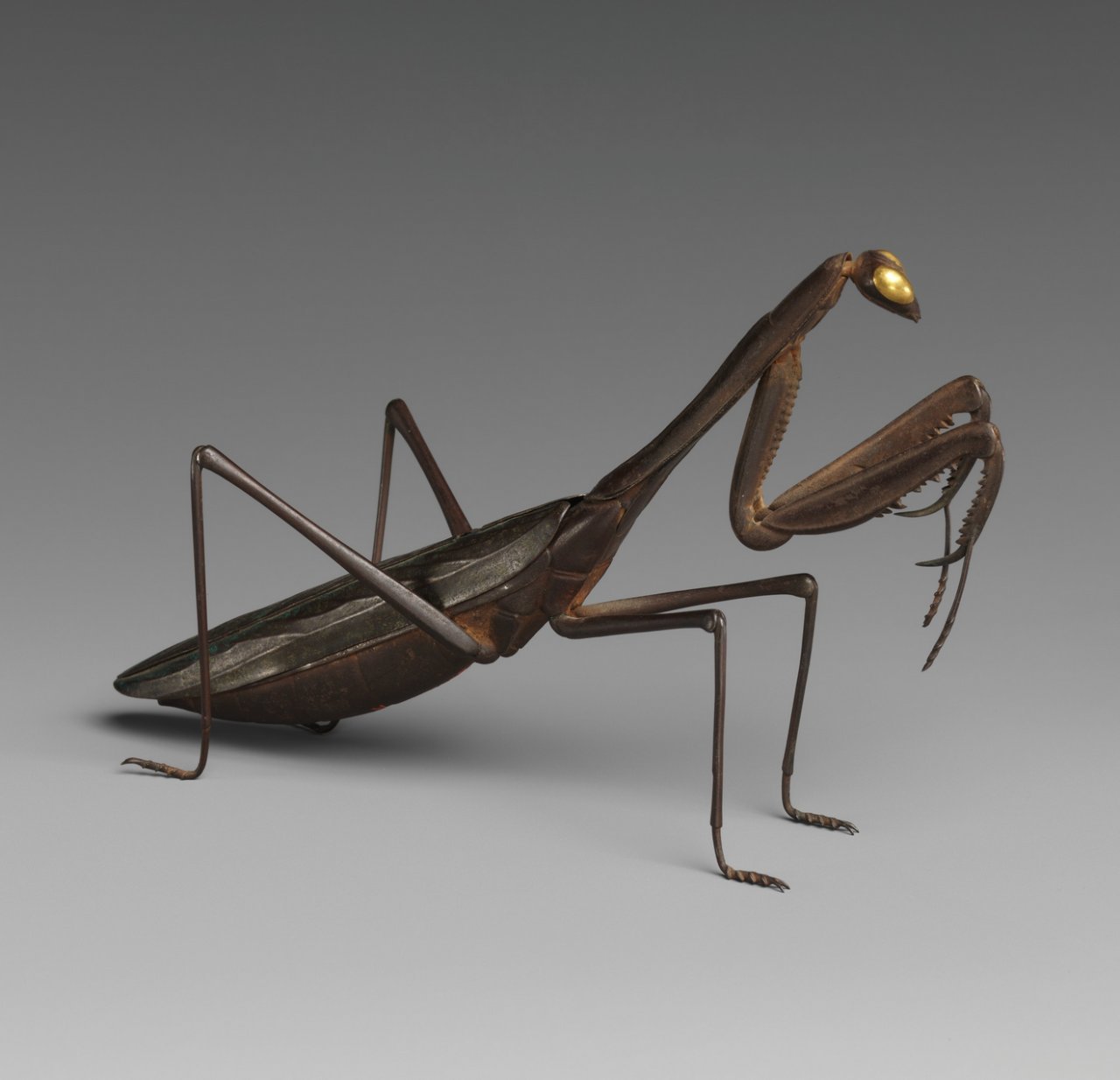 Japanese antique praying mantis incense burner