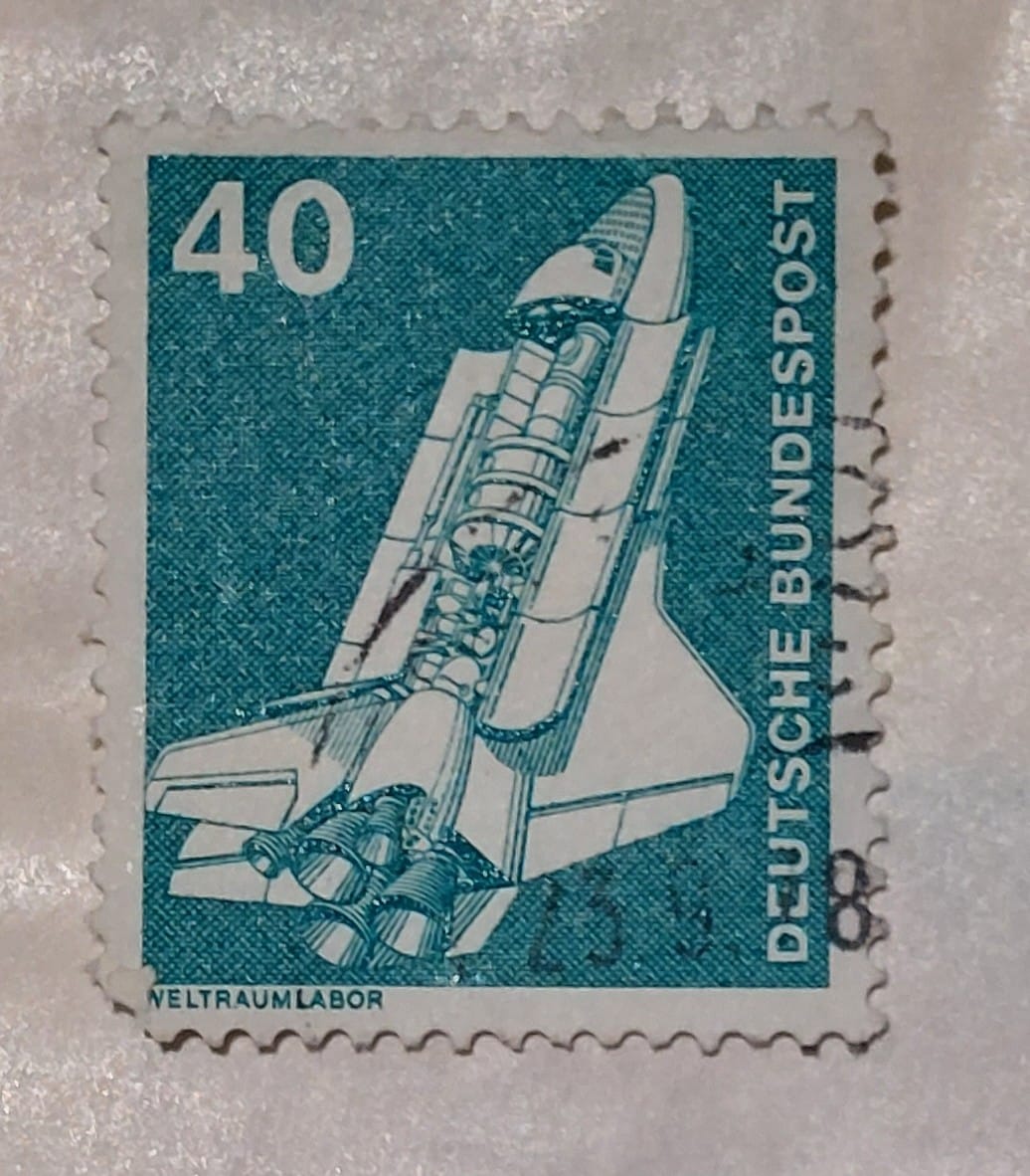 Vintage space-themed post stamps from 1978