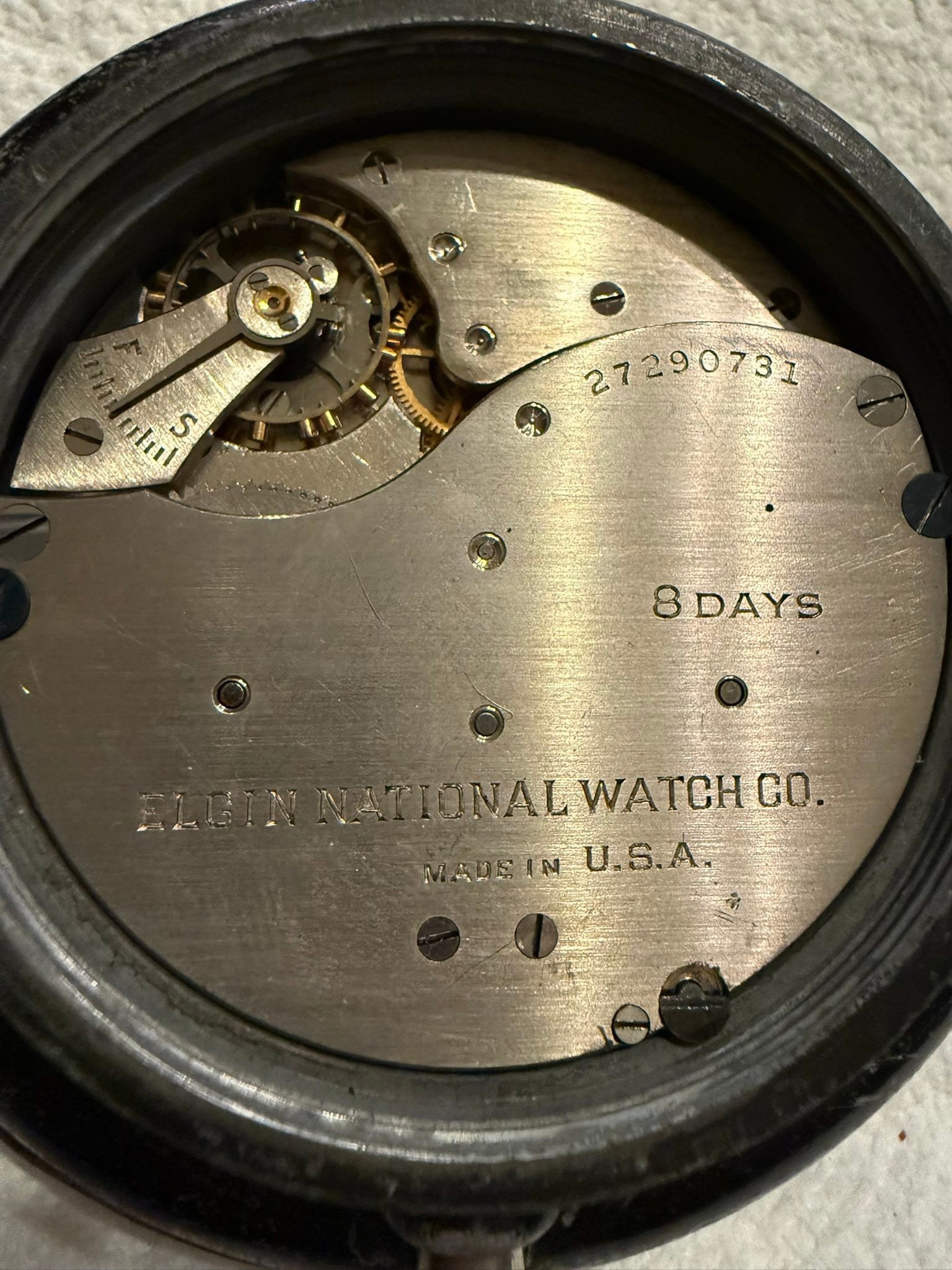 What car uses Elgin 8 day clock?