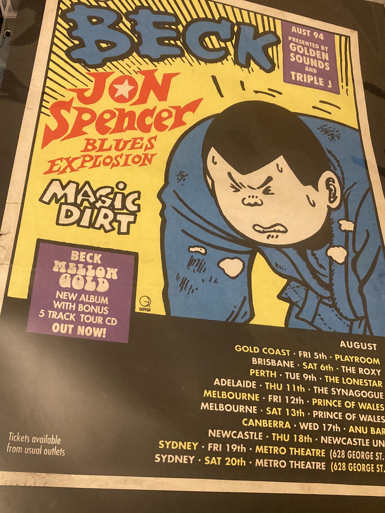 1994 Concert Poster Featuring Jon Spencer Blues Explosion and 