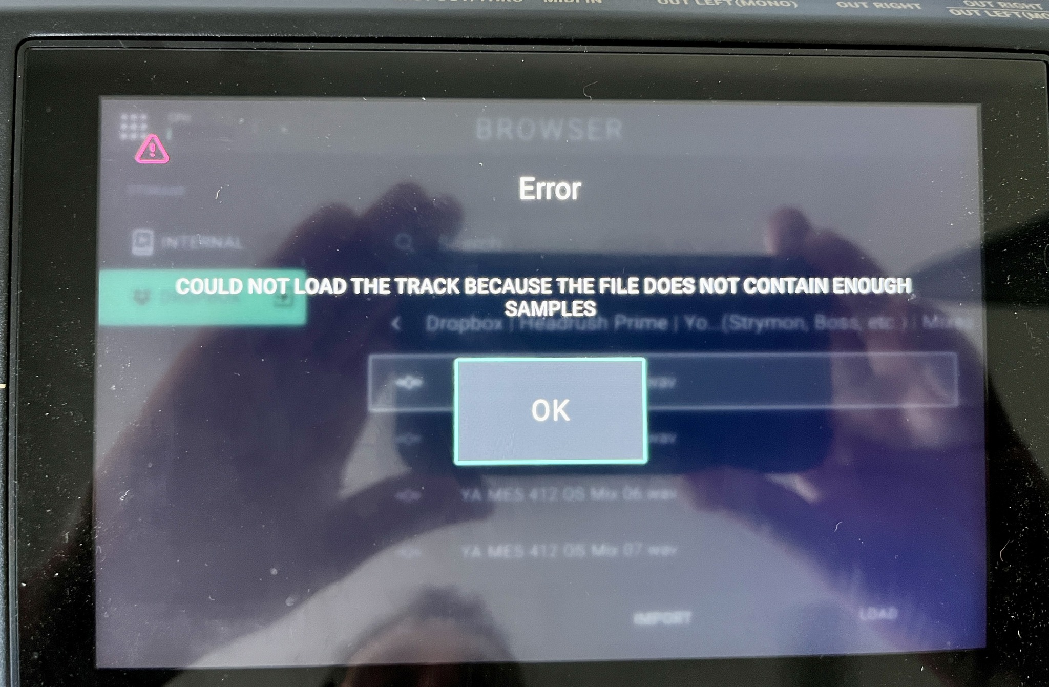 Why does York audio IR file fail to load on Headrush with 'not