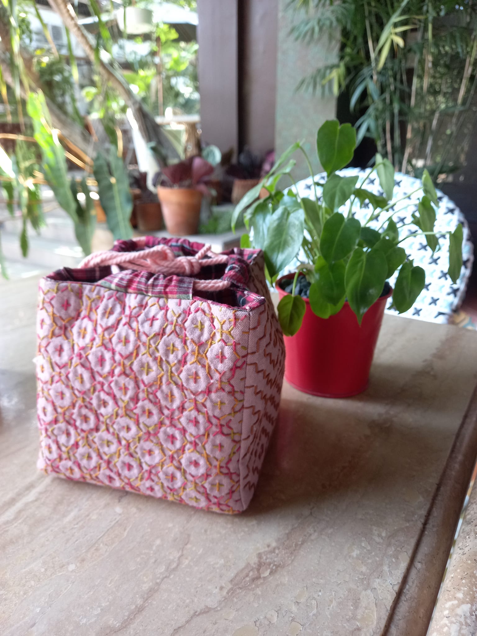Kinchaku bag, 4 different pattern on each side