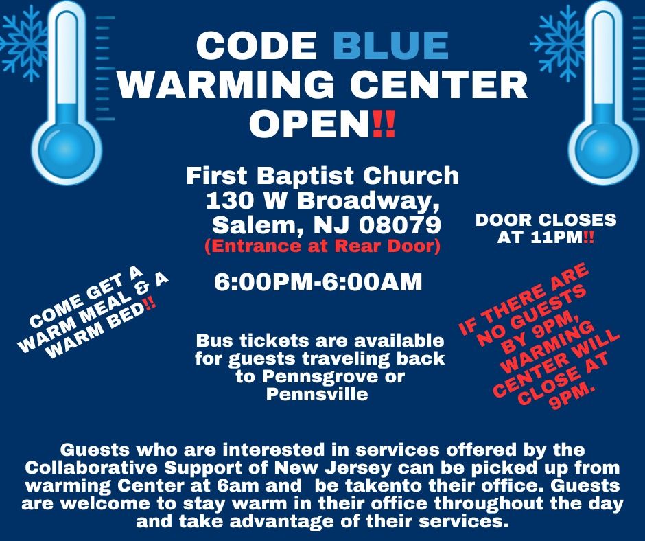 CODE BLUE: The official weather forecast for Salem County indicates ...