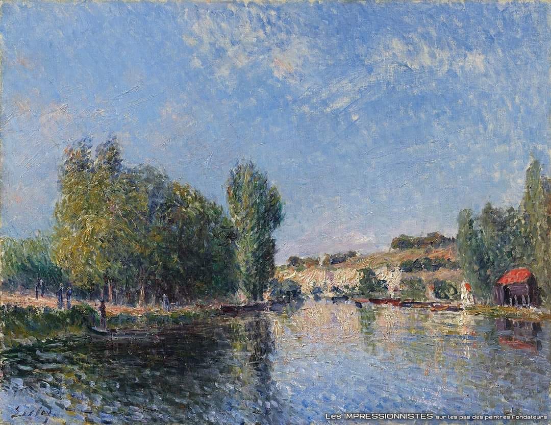 Alfred Sisley (1839-1899) L'allée des peupliers à Moret au bord du