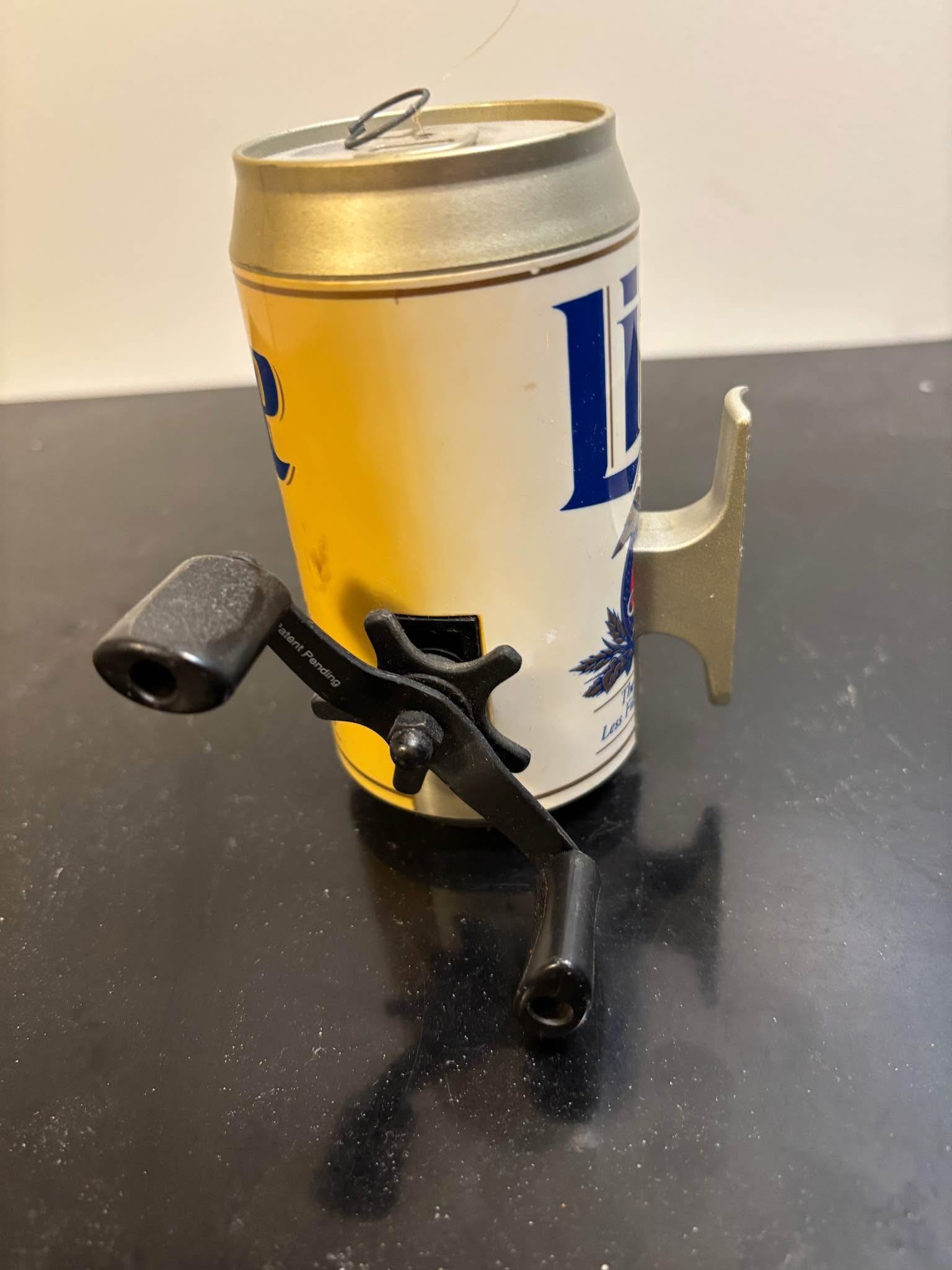 beer can fishing pole made drink insulator with built Budweiser Beer 1995 RARE Fishing