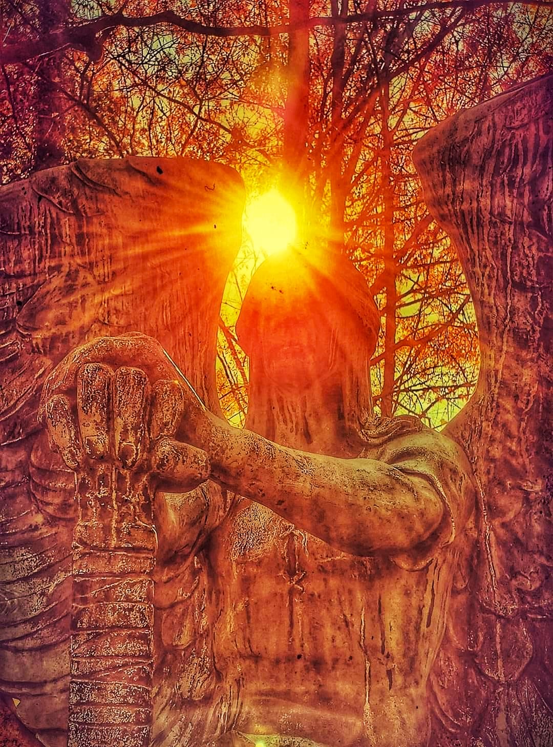 An angel snuffing out a torch. Lakeview Cemetery , Cleveland
