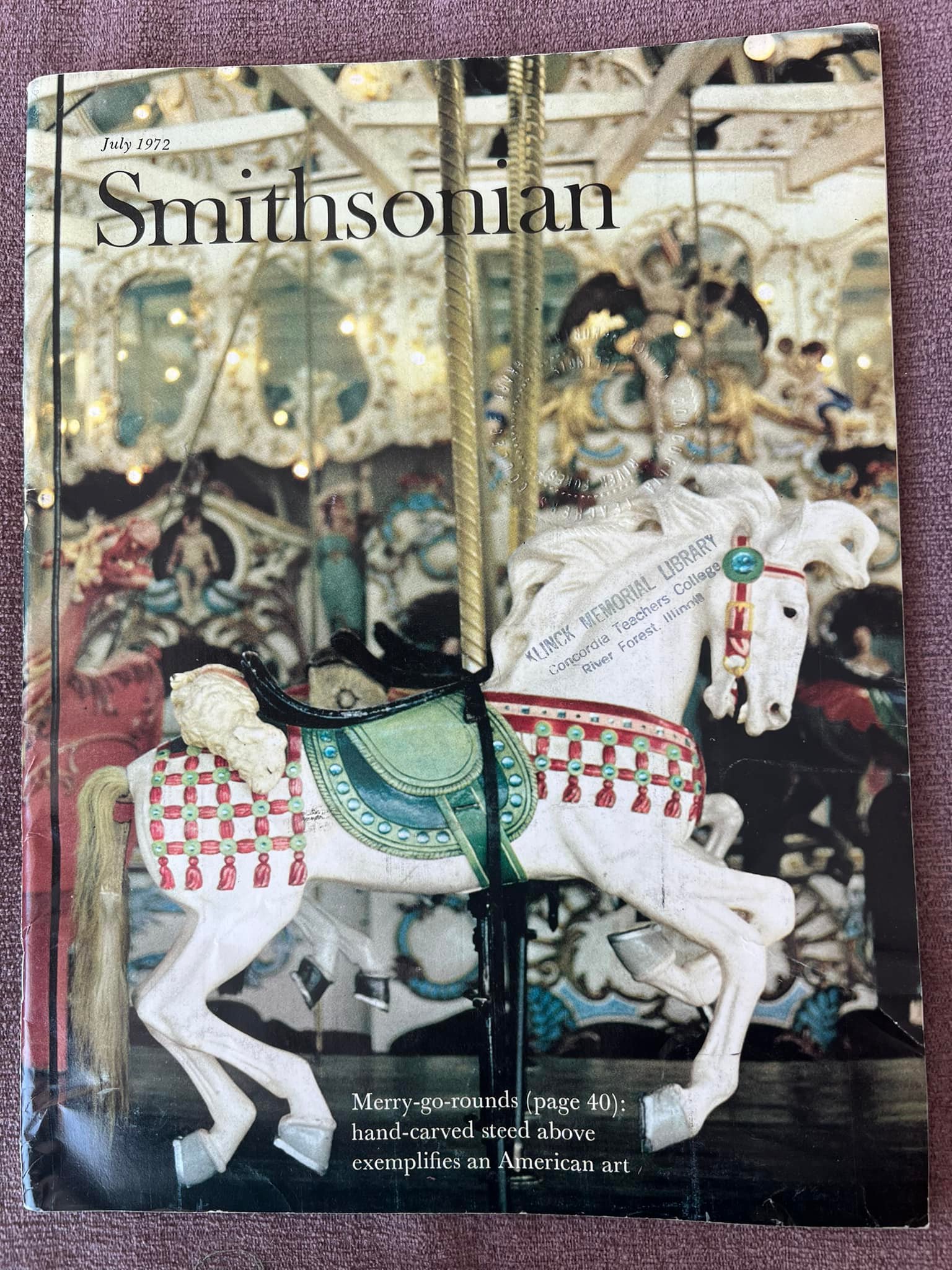 Vintage Smithsonian Magazine July 1972 Carousel Story