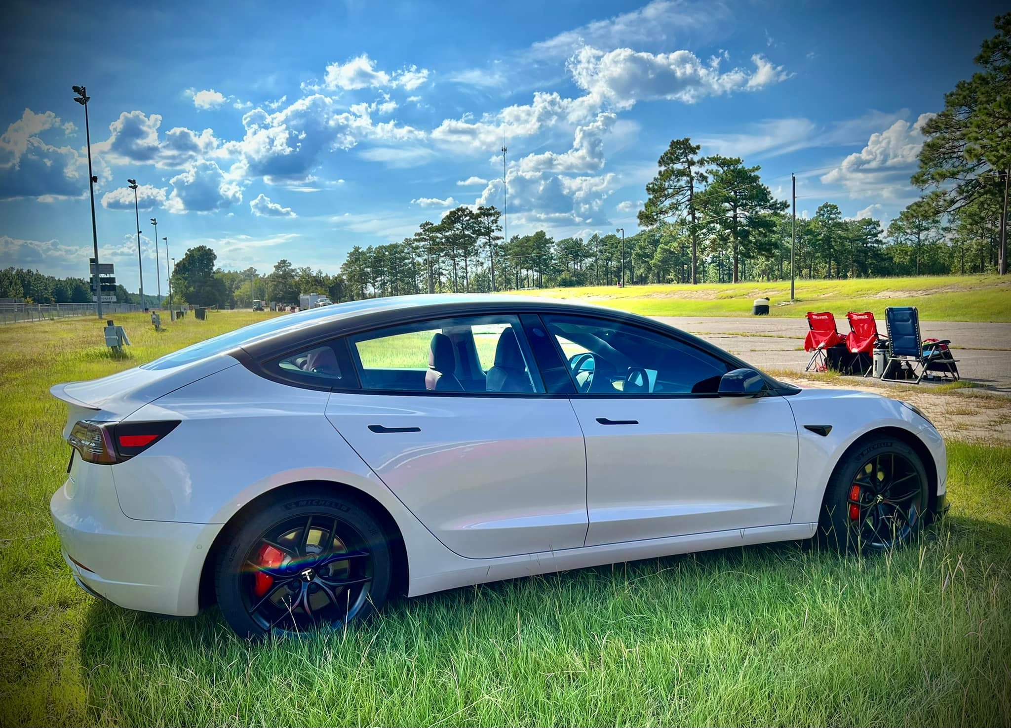 Tesla 3 on 20” TSport Line TS5 with Nitto NT555 tires. #tesla3 