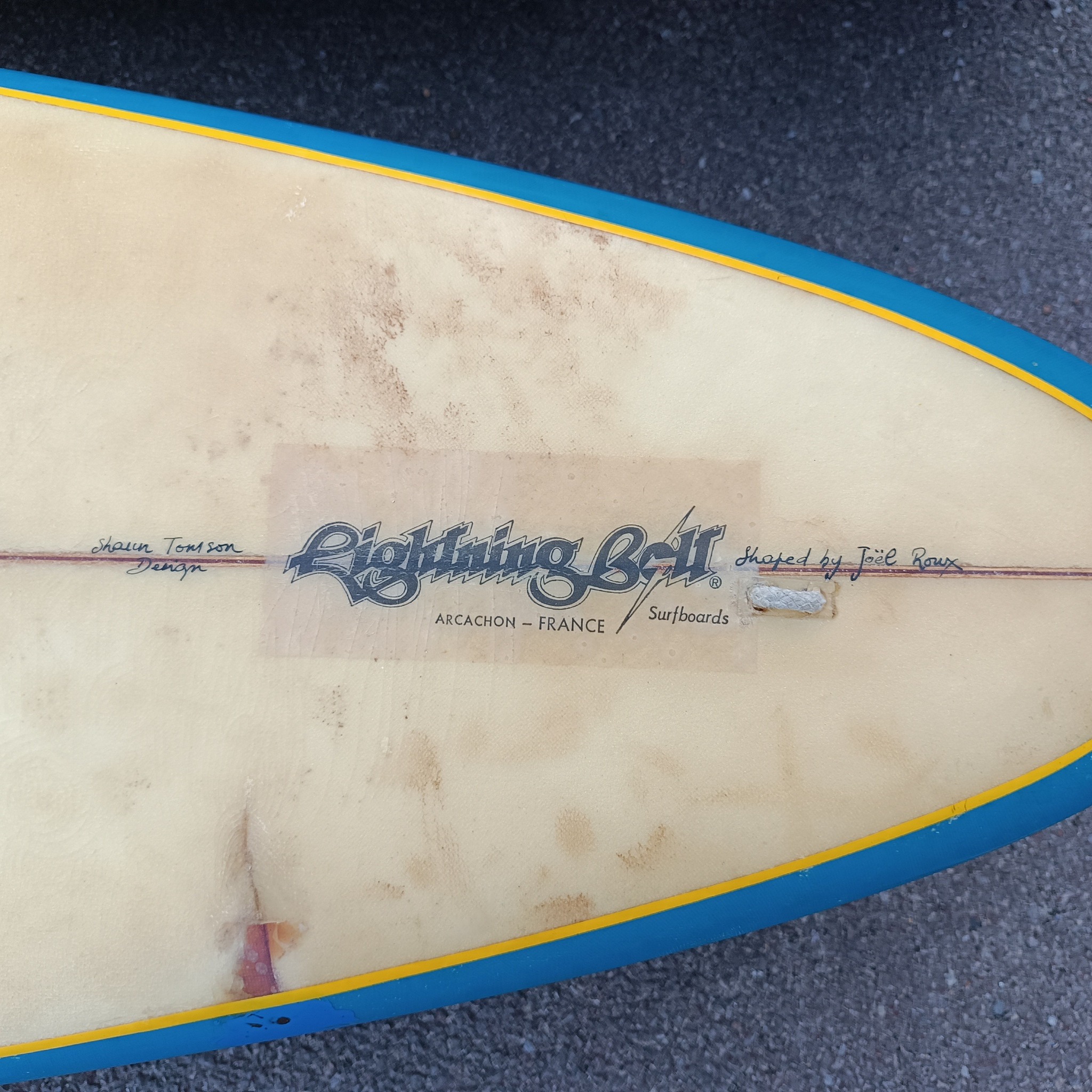 Vintage French Lightning Bolt surfboards by Joel Roux and Baptiste