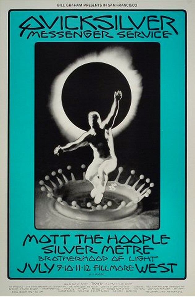 Vintage Fillmore West poster from 1970 featuring Quicksilver