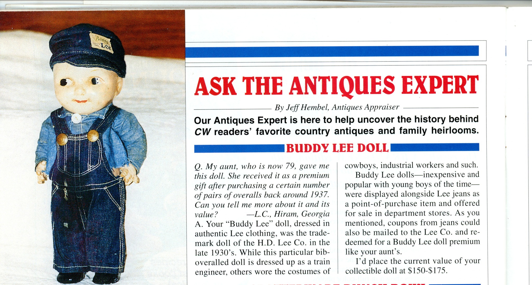 Vintage Buddy Lee doll from 1940s or 1950s