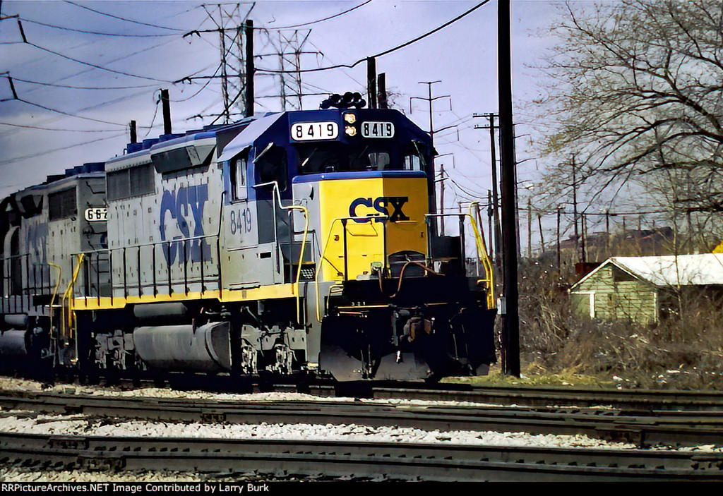 Early CSX trains with various paint schemes