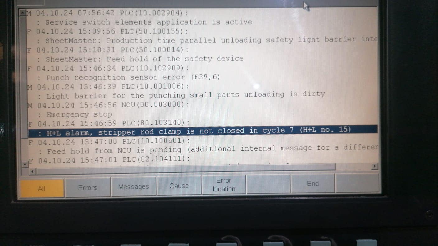 エラー　IAGO Out of Reach PACK CRIMP error How to resolve Trumpf CNC 5000 punching machine H+L error?