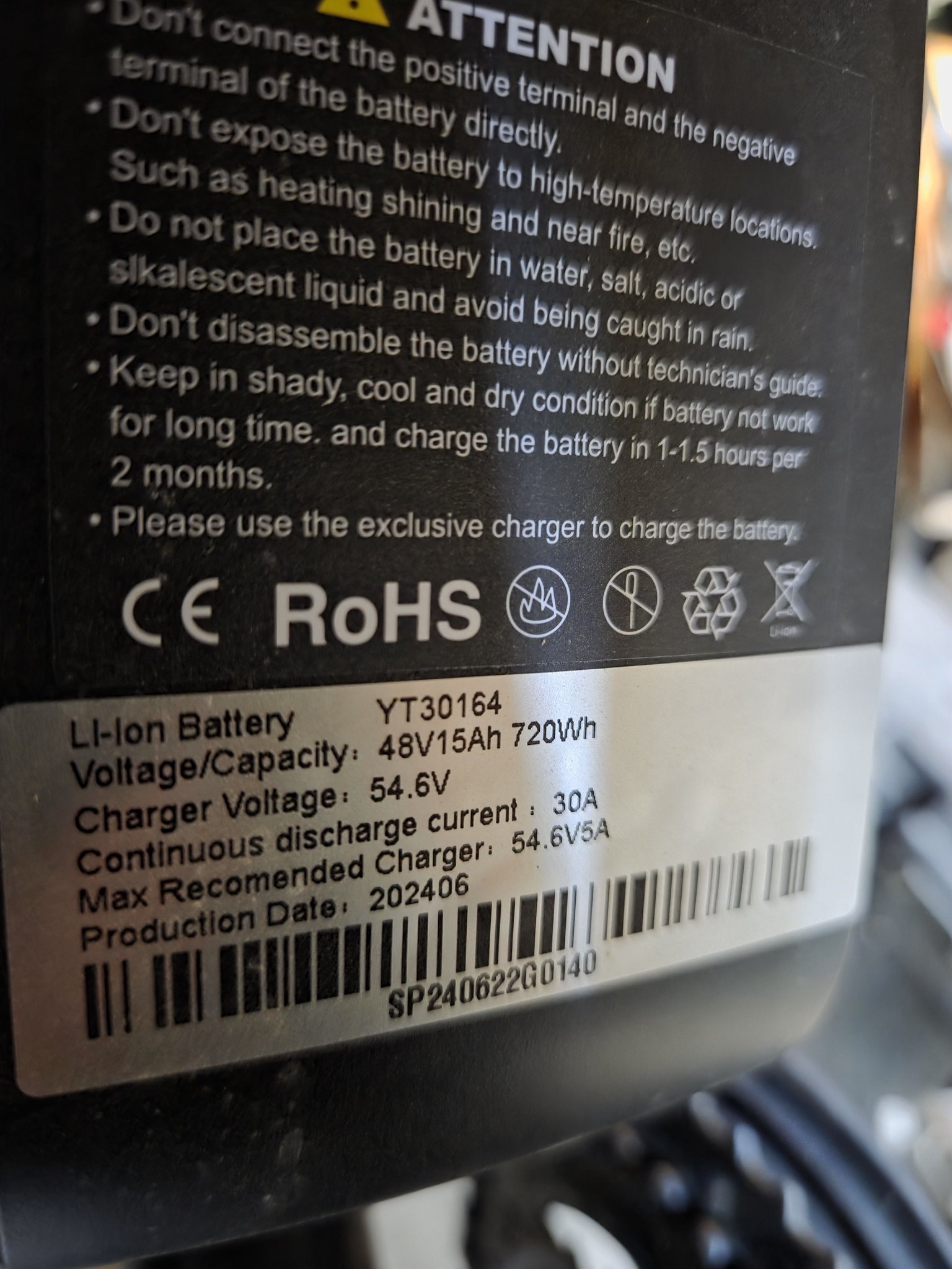 Batterie Vélo électrique 48V 25Ah Pour Moteur Bafang 250W-1500W - Cellules LG, BMS Intégré, Sécurité Renforcée