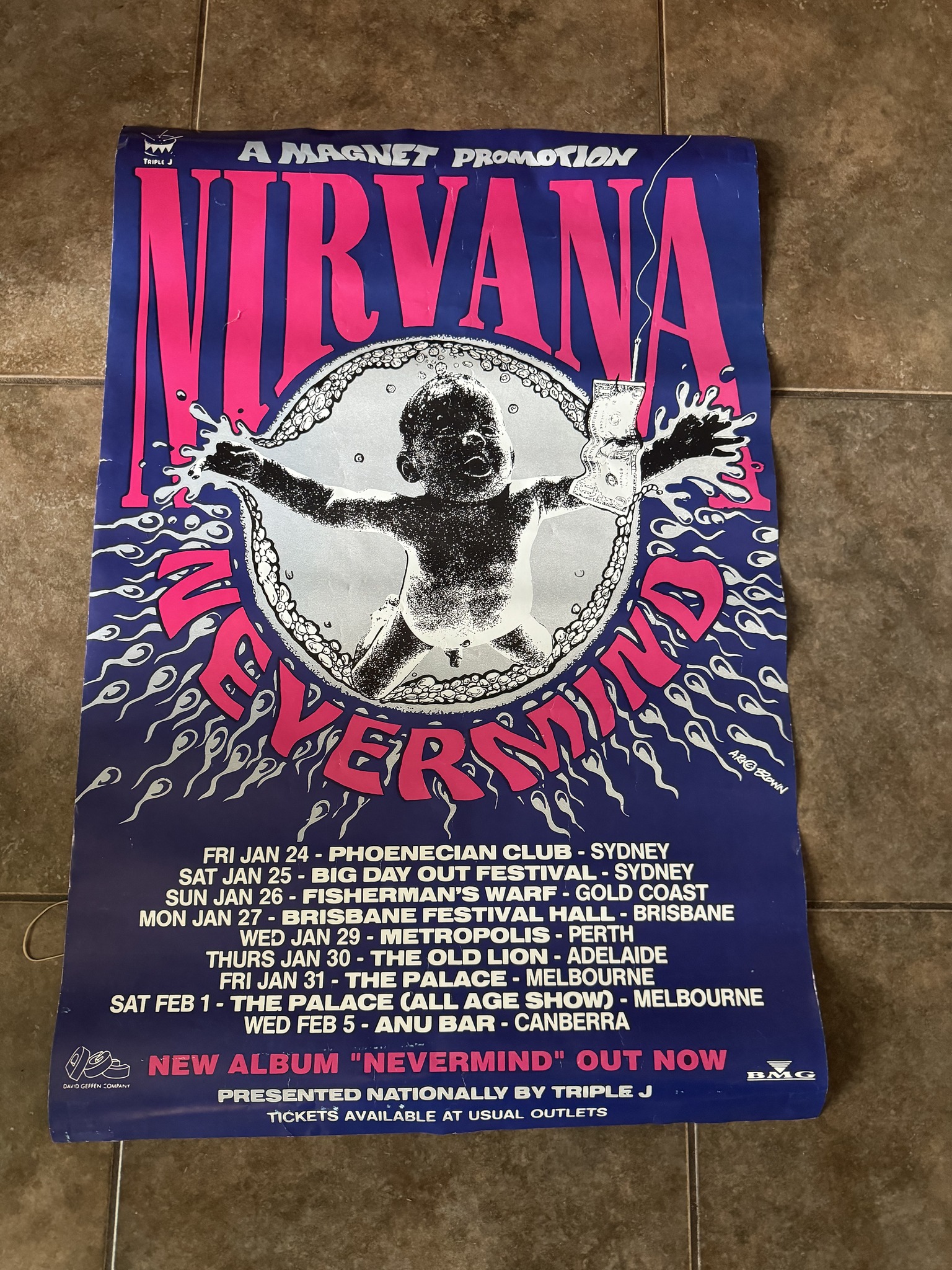 Is this a vintage Nirvana Nevermind tour poster from Australia?