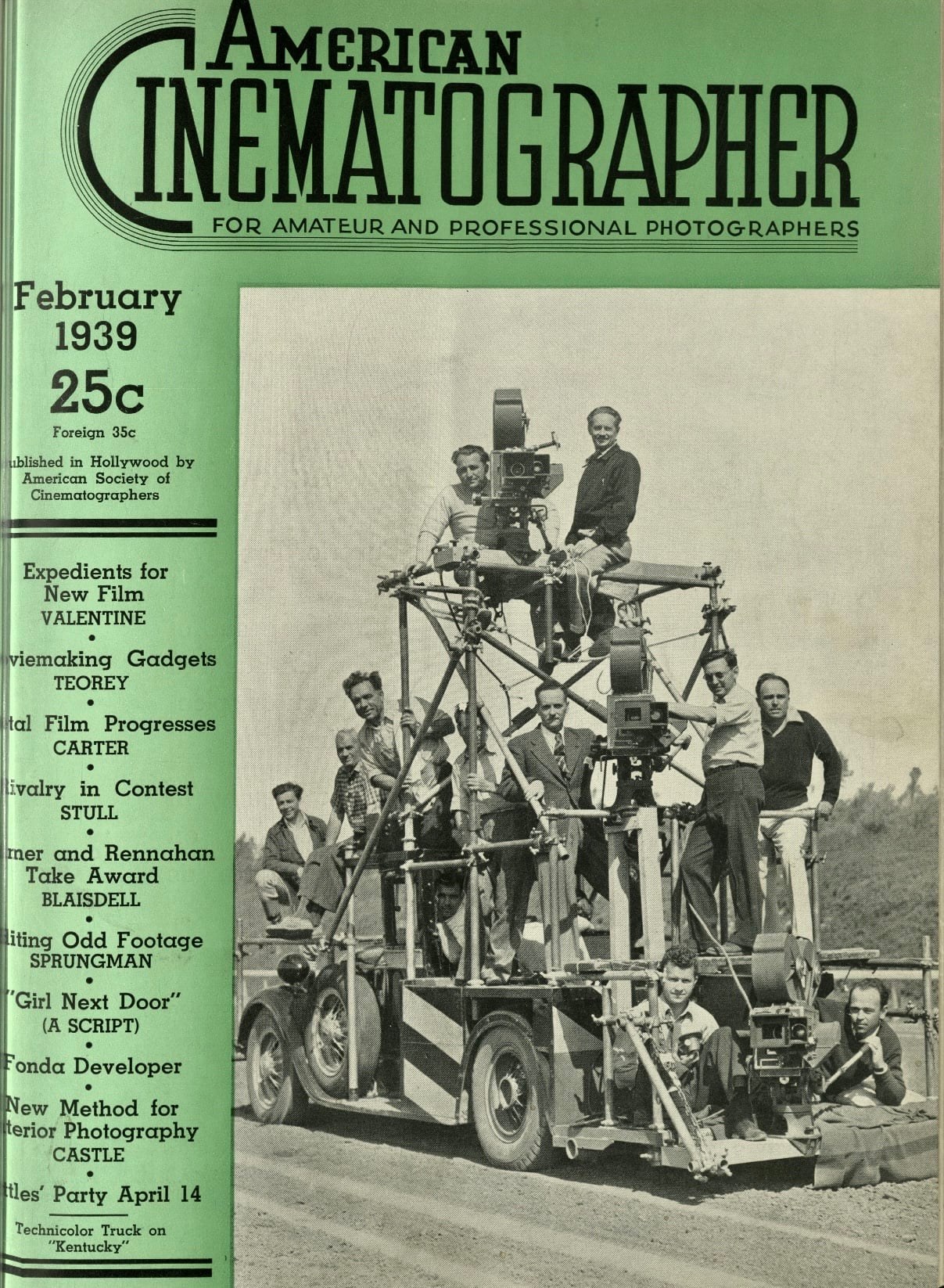 1939 Hollywood film crew with Technicolor cameras
