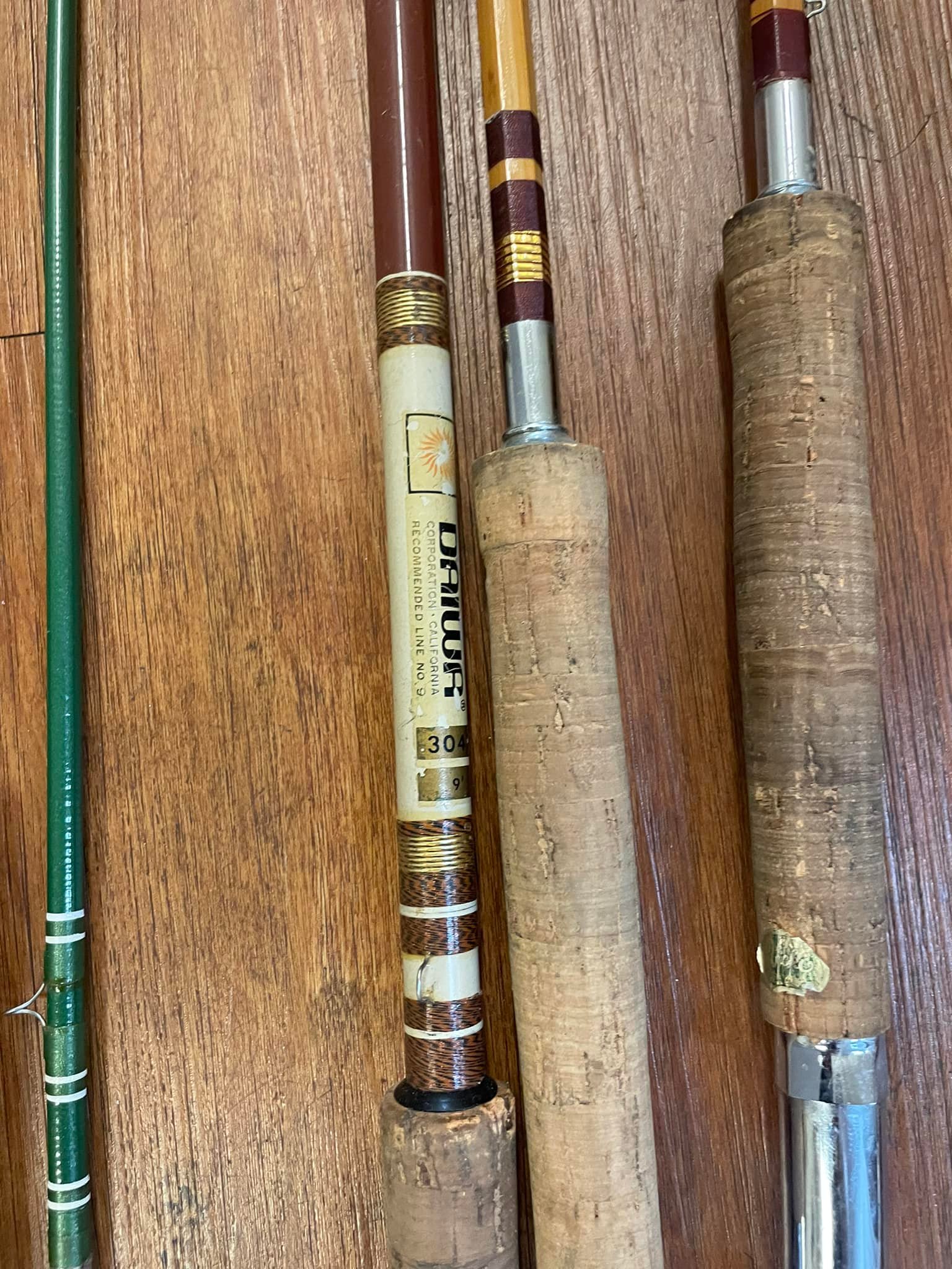 antique green collapsing fishing pole 2 x Simpson's Of Turnford 11' F.T. Stepped Up Old School Vintage Glass – Vintage Carp Tackle Fish Tape by Greenlee Telescoping fishing pole from the