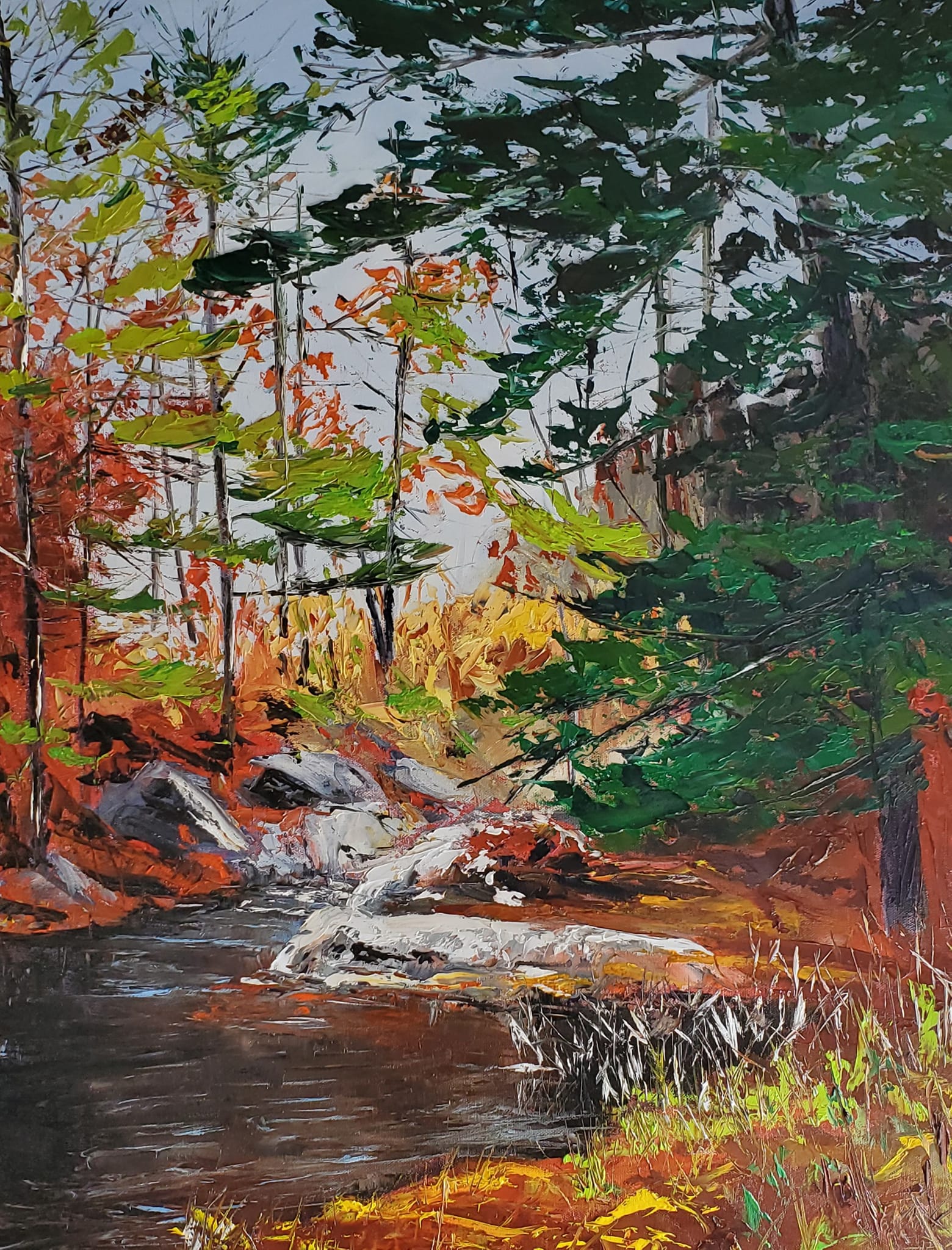 Algonquin Park fall scenery in oil painting