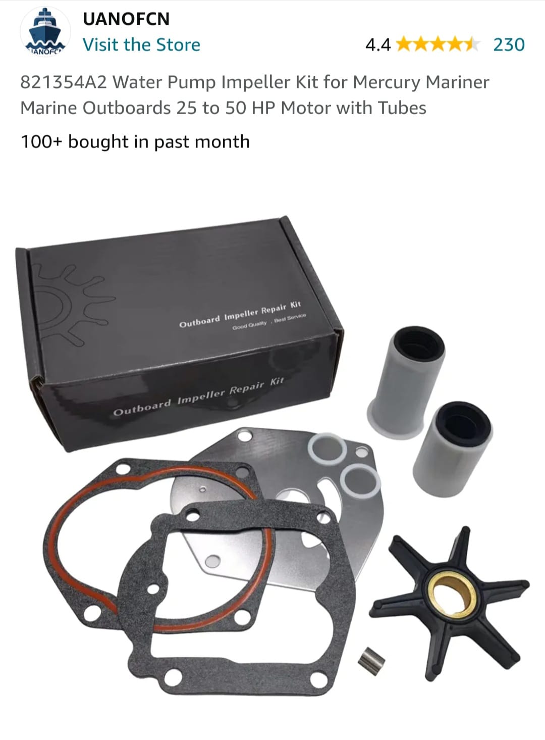 46-96148A8 Mercury 75 4 Cyl 80 85 90 HP 6 Cyl Motor Water Pump Impeller kit