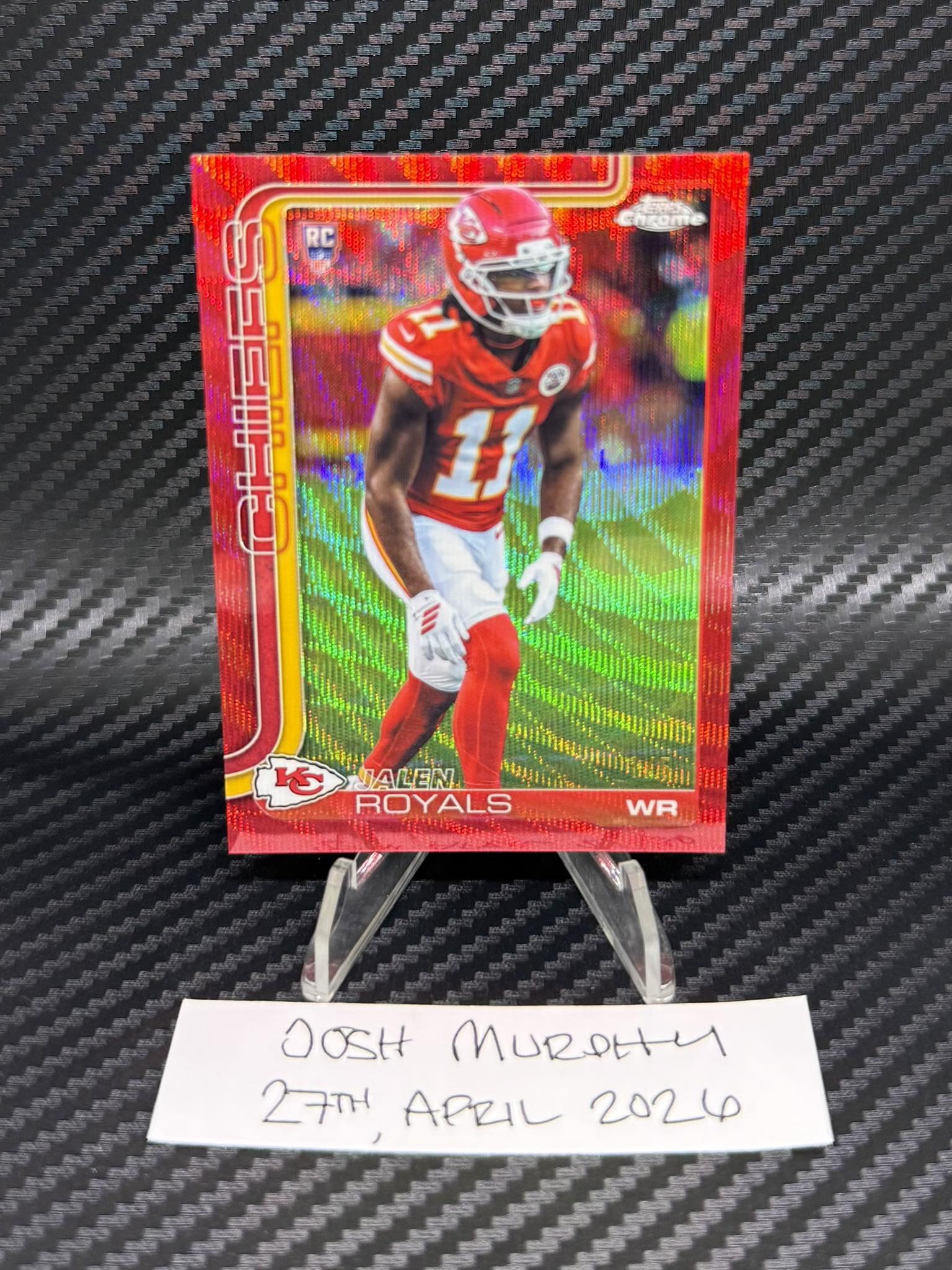 2025 Topps Chrome Jalen Royals red wave parallel card