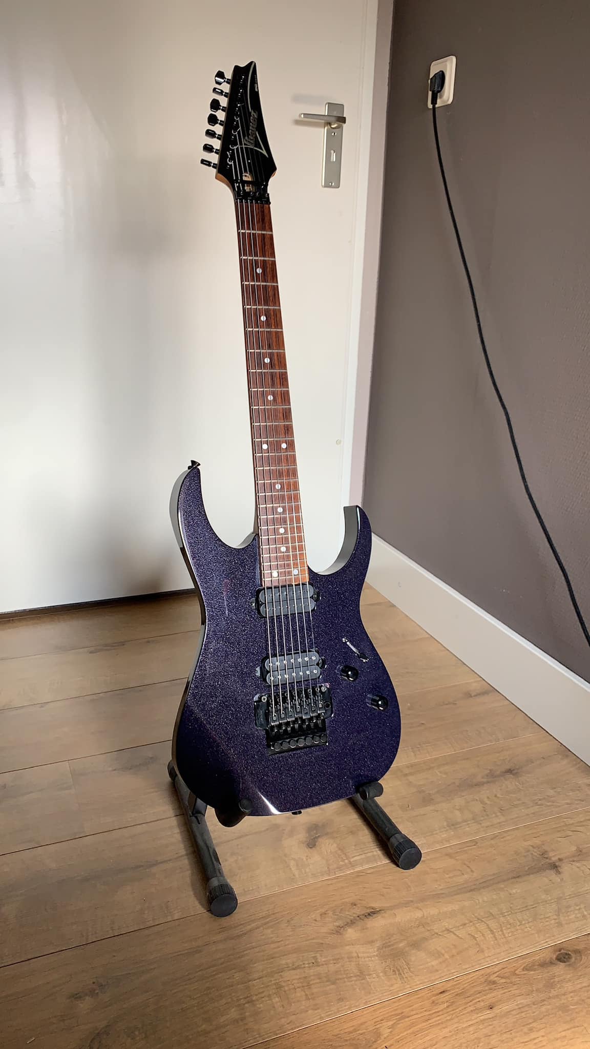 Ibanez RG7420 Japan guitar upgraded with cosmic blue finish and