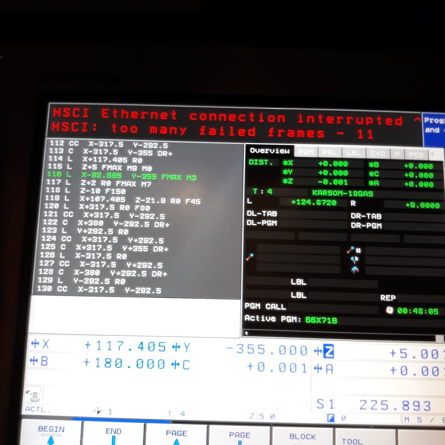 What causes occasional ITNC 530 HSCI alarm on Heidenhain CNC?