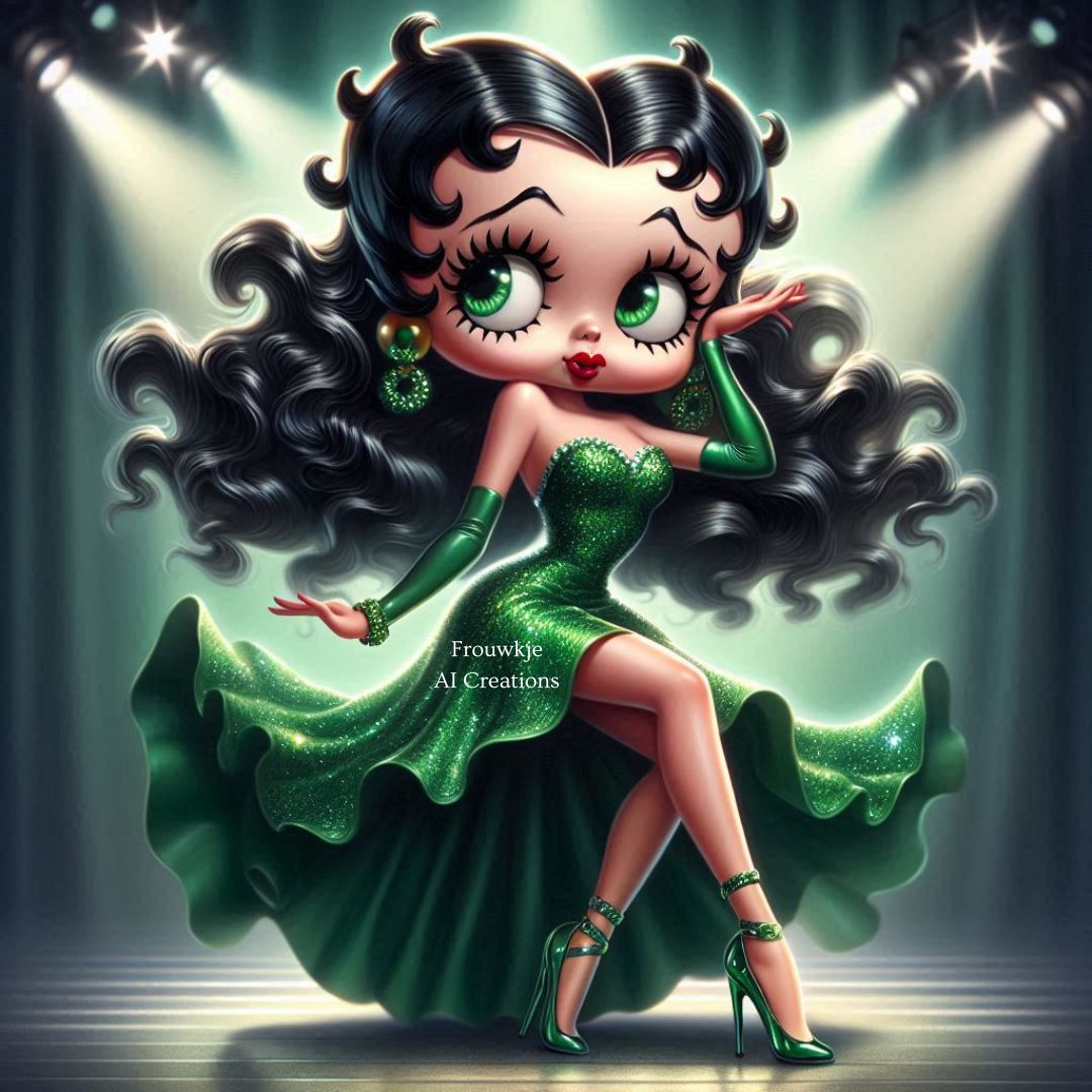 betty boop green dress in Evening Gown 💚 💚 💚 Prompt from Loreen Goebel Snider I tweaked it a bit Season:Ss24