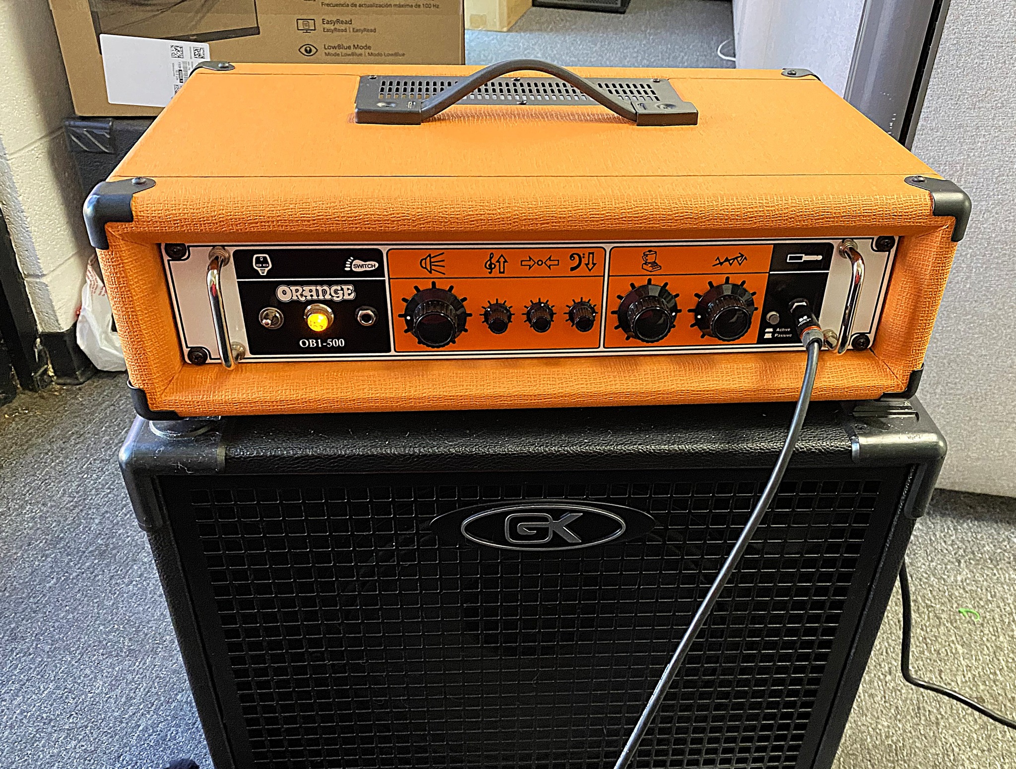 Orange OB1-500 rig with custom headshell and DIY amp
