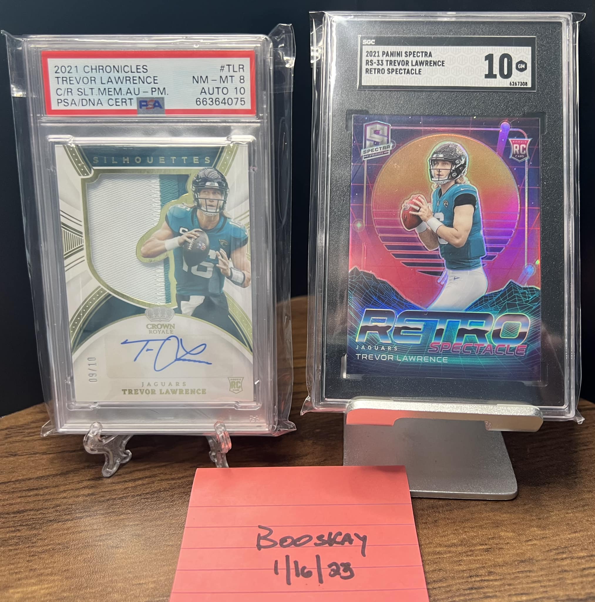 Graded 2021 Panini Mosaic Trevor Lawrence rookie card is a Glass