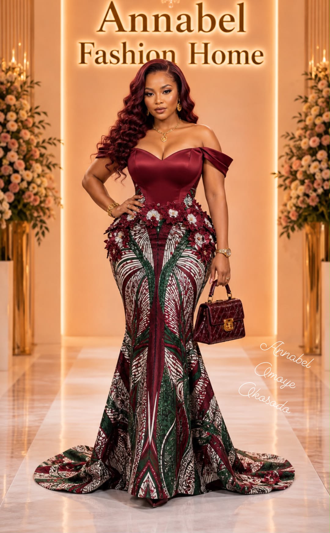 burgundy african dress Annabel Fashion Home's luxury with artistry Traditional/ African Wedding dress DEC-CAPSULE-2025 Girls Beige Embroidered Hem Fabric:Georgette