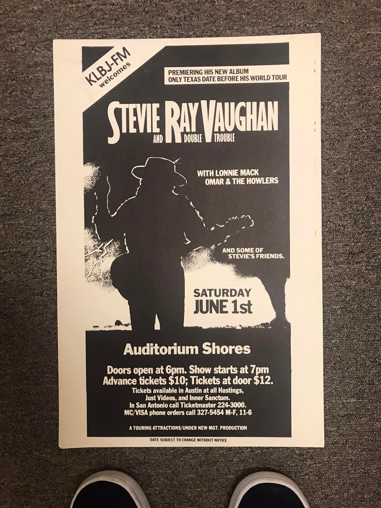 Stevie Ray Vaughan's last Austin concert poster