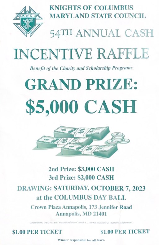Westminster Council 1393 - Knights of Columbus | Cash Raffle - St ...