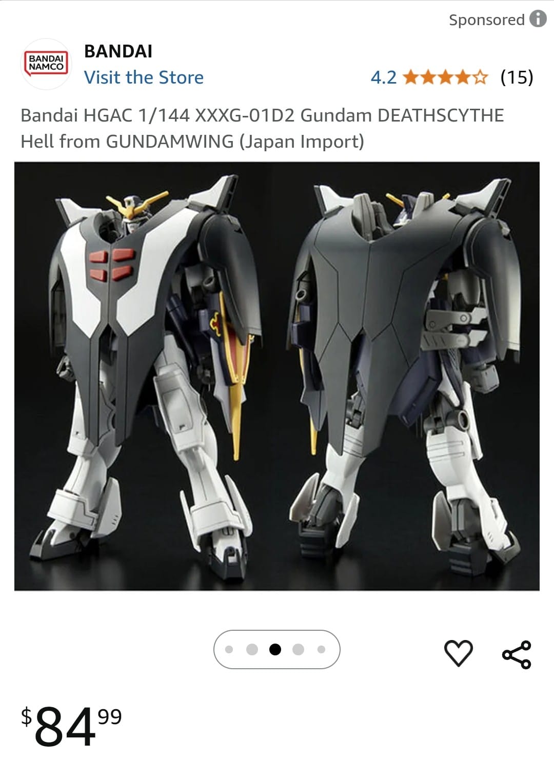 Bandai Gundam Deathscythe Hell Ver EW - Modellino Master Grade 1/100 Da Costruire, Senza Colla