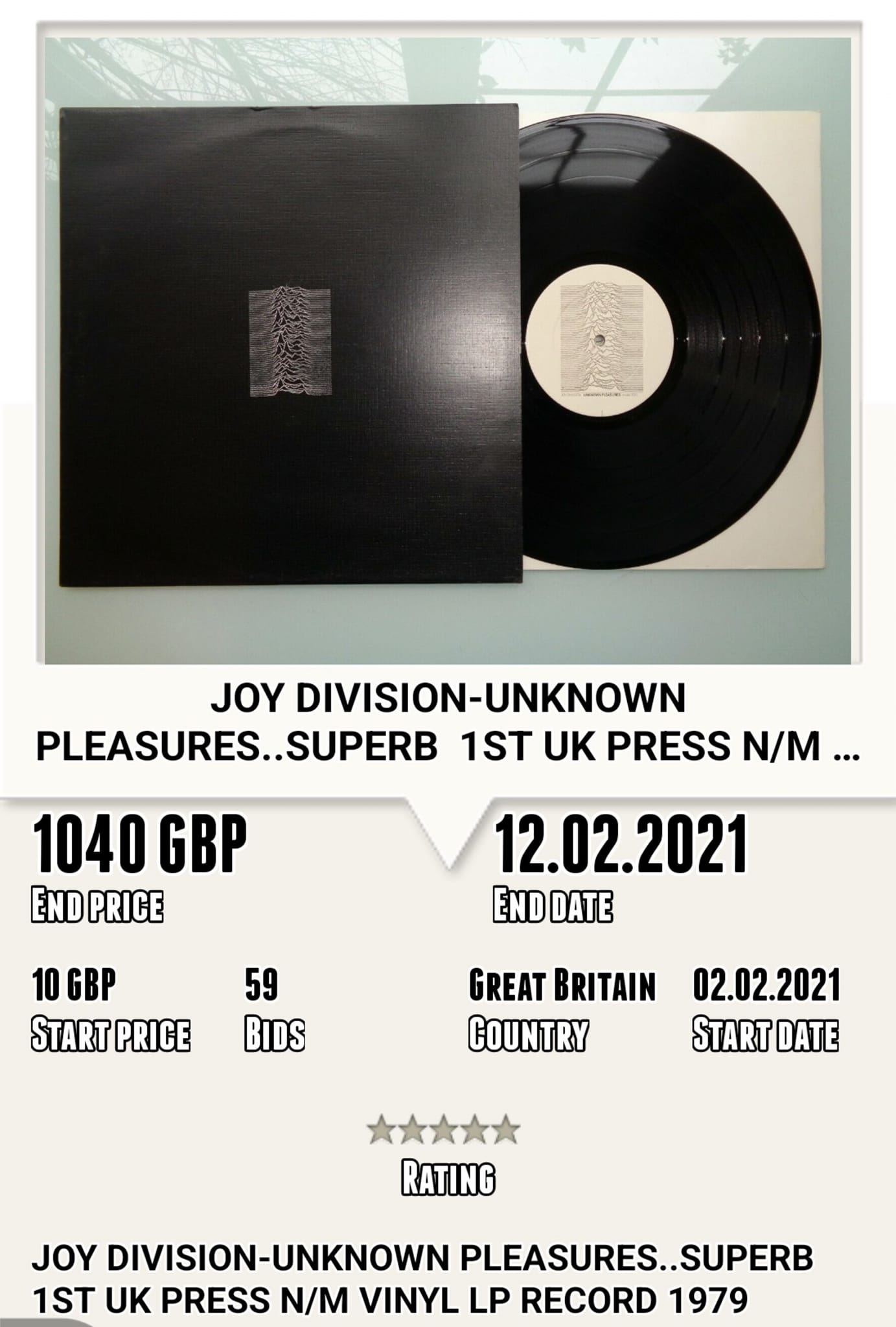 Joy Division's Unknown Pleasures 1984 Japanese vinyl pressing