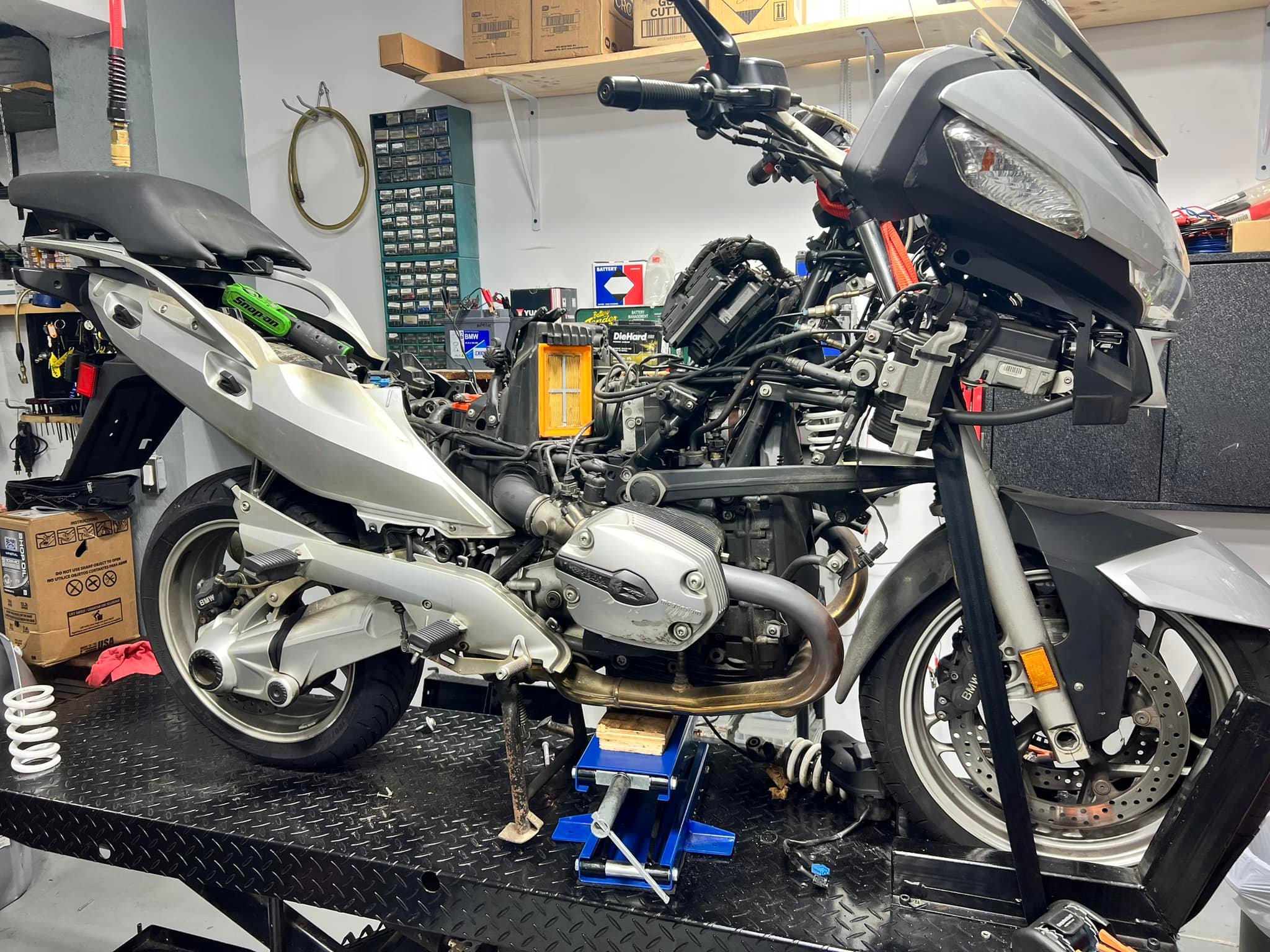 Lowering a 2006 BMW K 1200 LT motorcycle