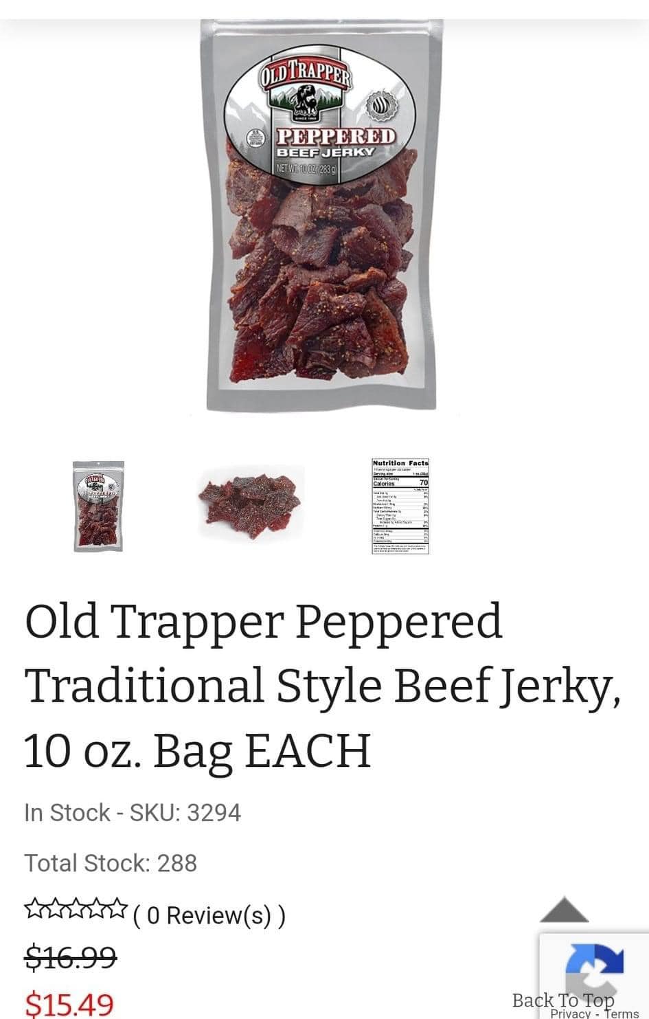 Old Trapper Beef Jerky, Teriyaki, 10 oz