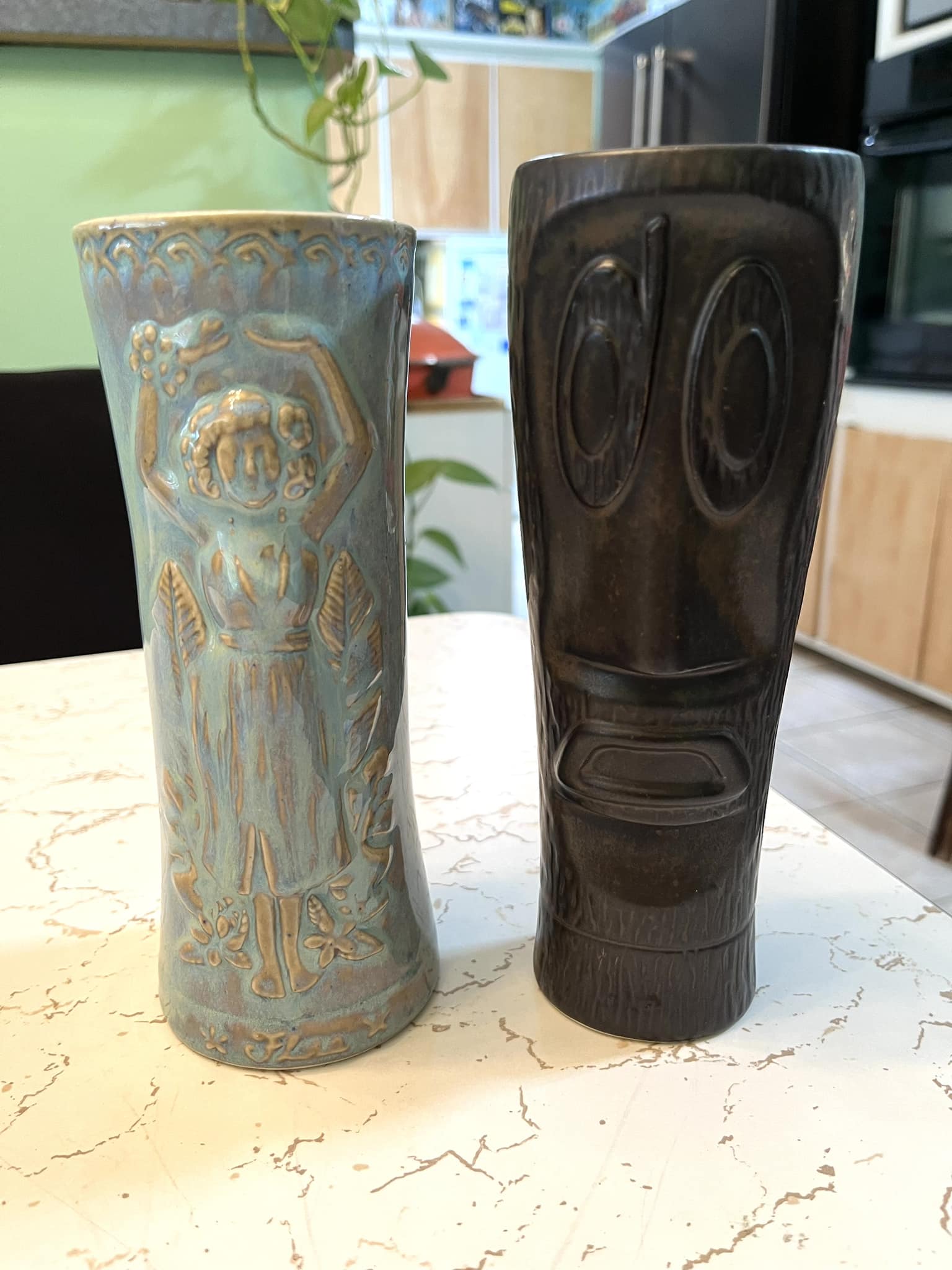 New Found a Tiki Farm Tiki mugs By. Mr. G 2001 and by Jimmy C 2002