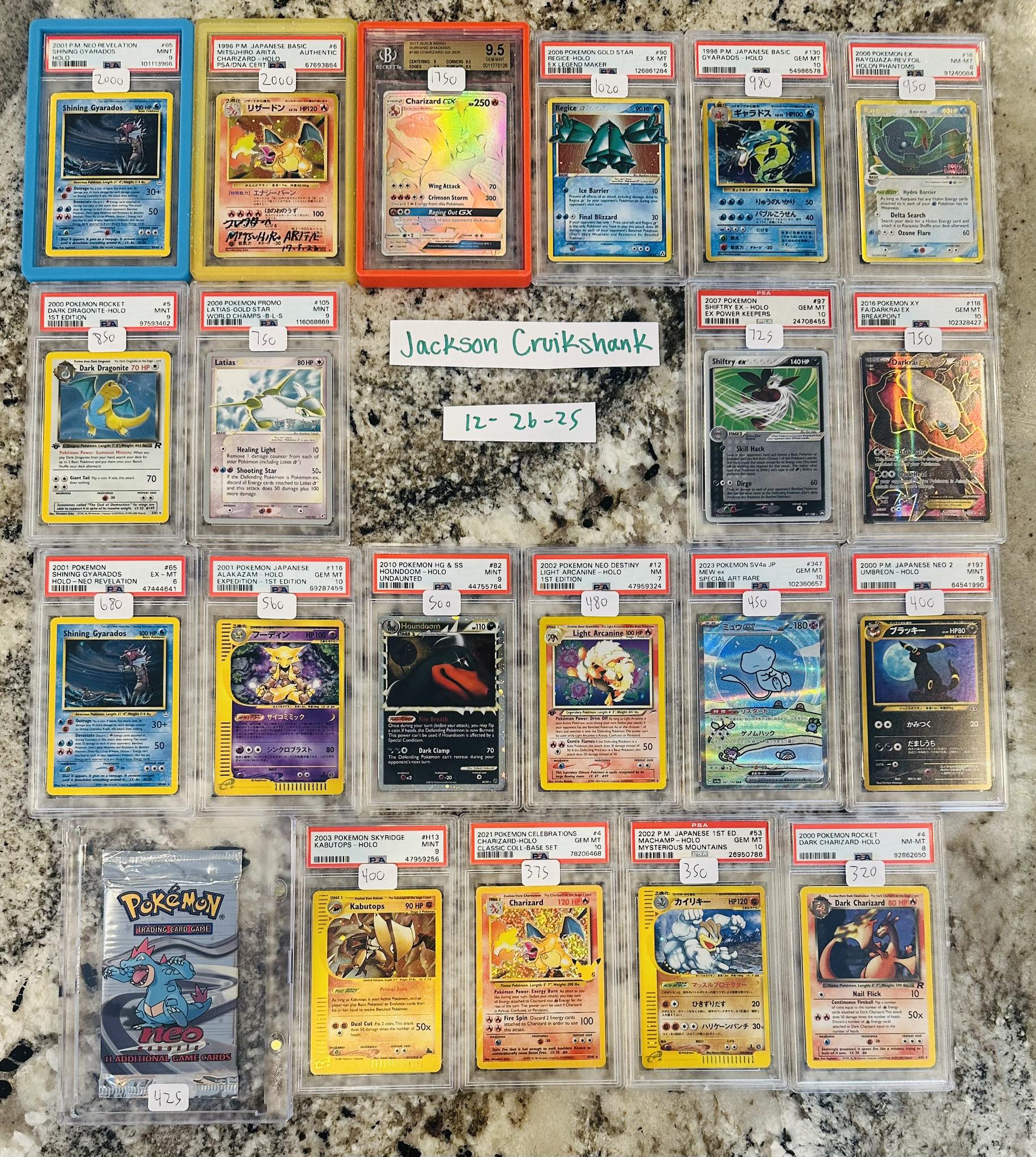 Japanese Pokémon cards for sale, various prices, PayPal G/S accepted