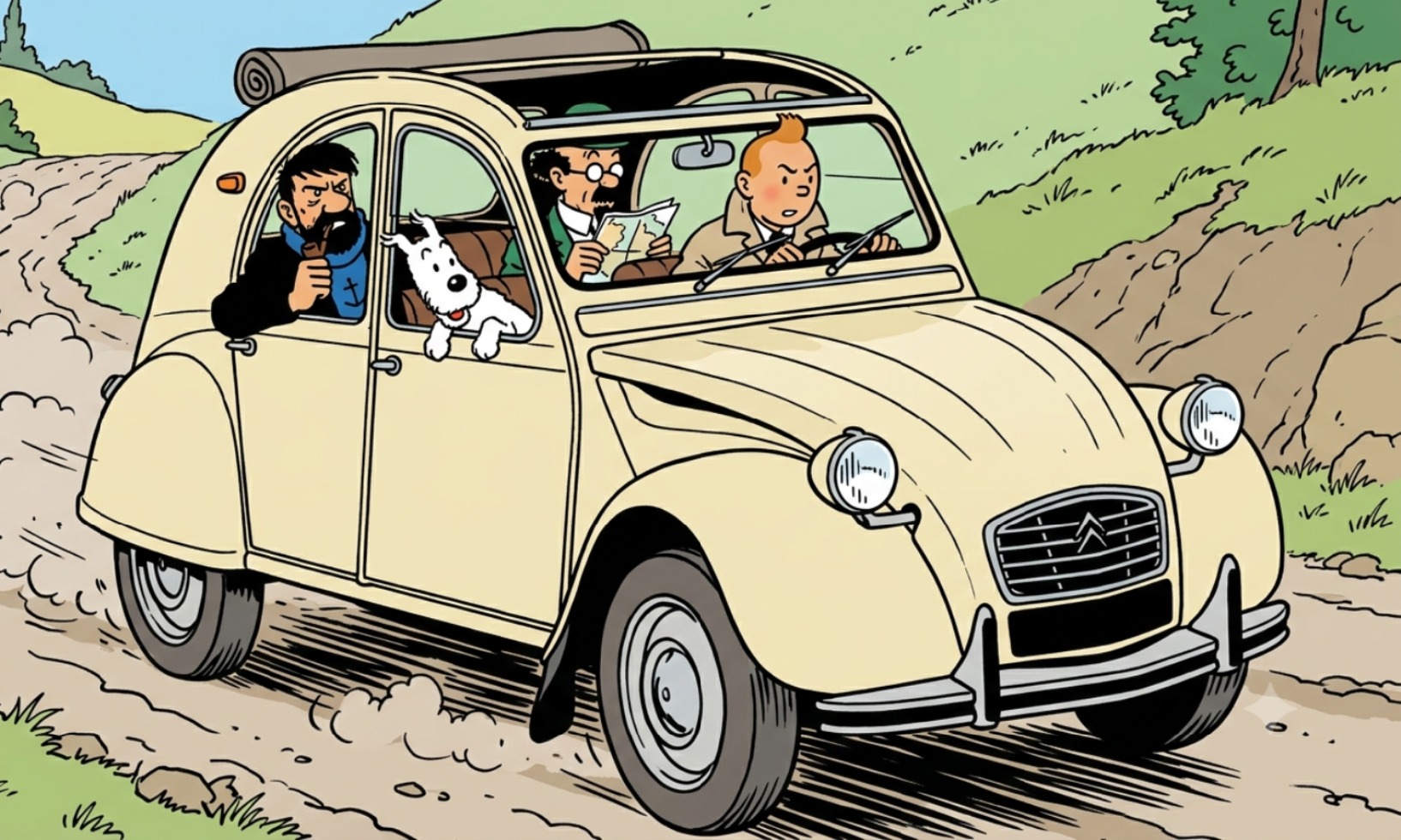 Tintin restores a 2CV, post removed due to negative responses