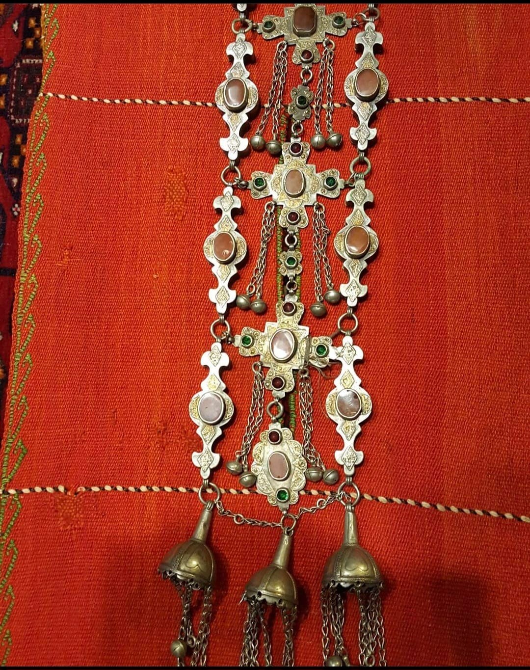 Vintage Turkmen Tribal Jewelry Silver Necklace
